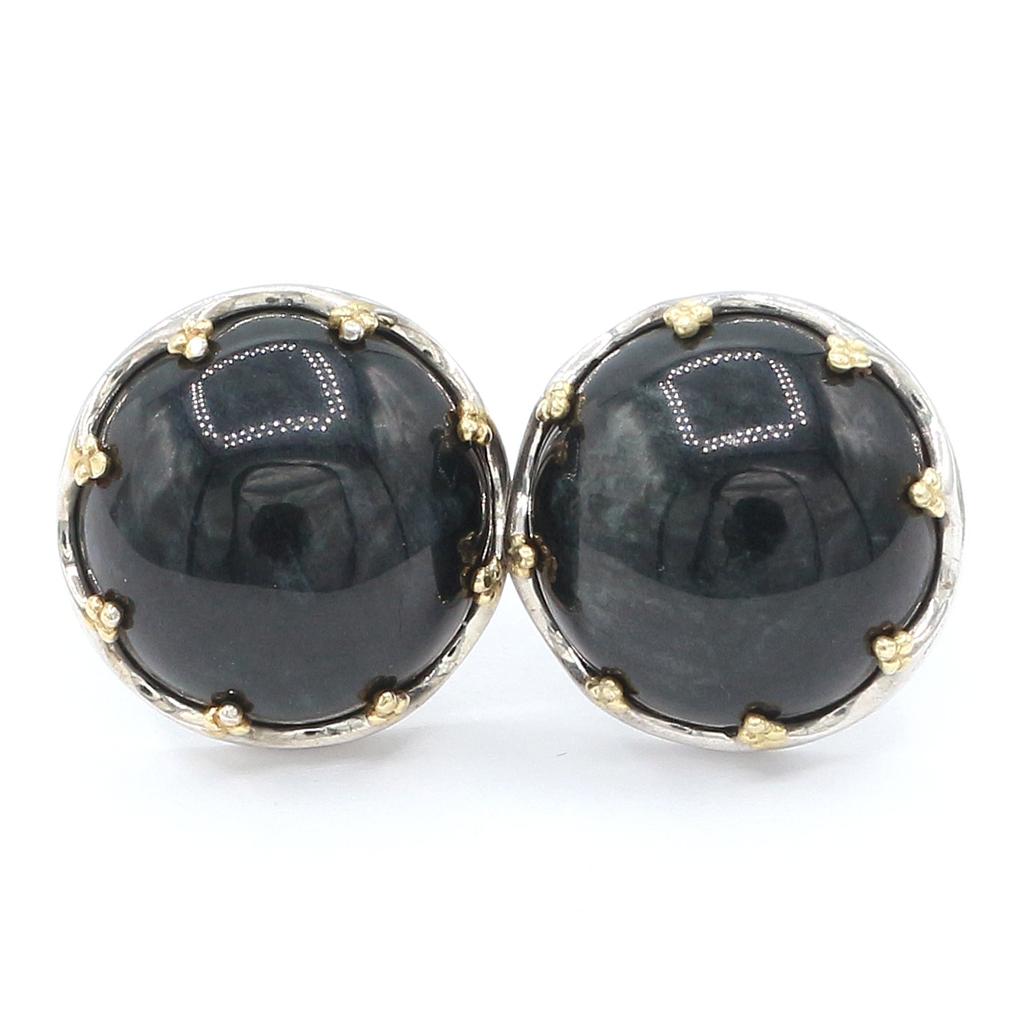 Gems en Vogue Round Black Coral Stud Earrings