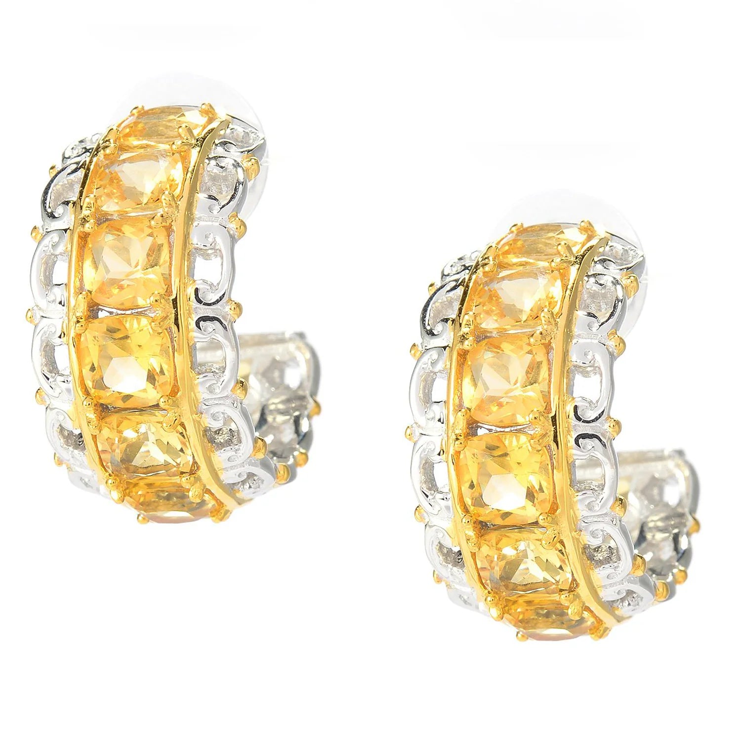 Gems en Vogue 8.10ctw Brazilian Canary Citrine Hoop Earrings