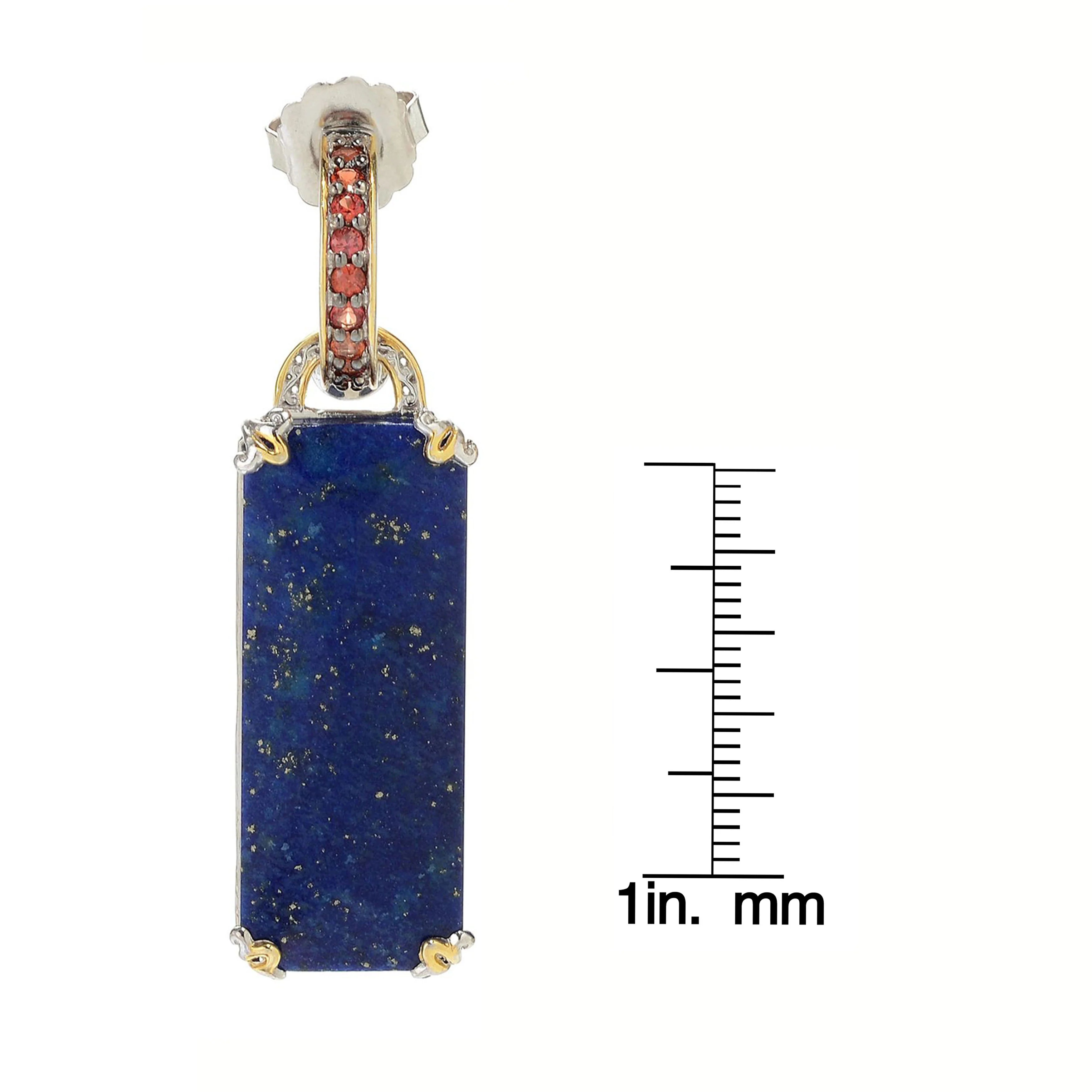 Gems en Vogue Lapis Lazuli & Orange Sapphire Drop Earrings