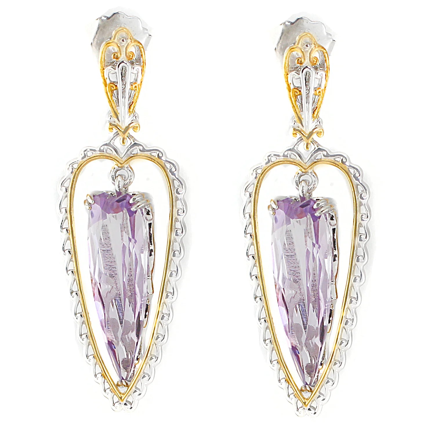 Gems en Vogue Pink Amethyst & White Topaz Earrings