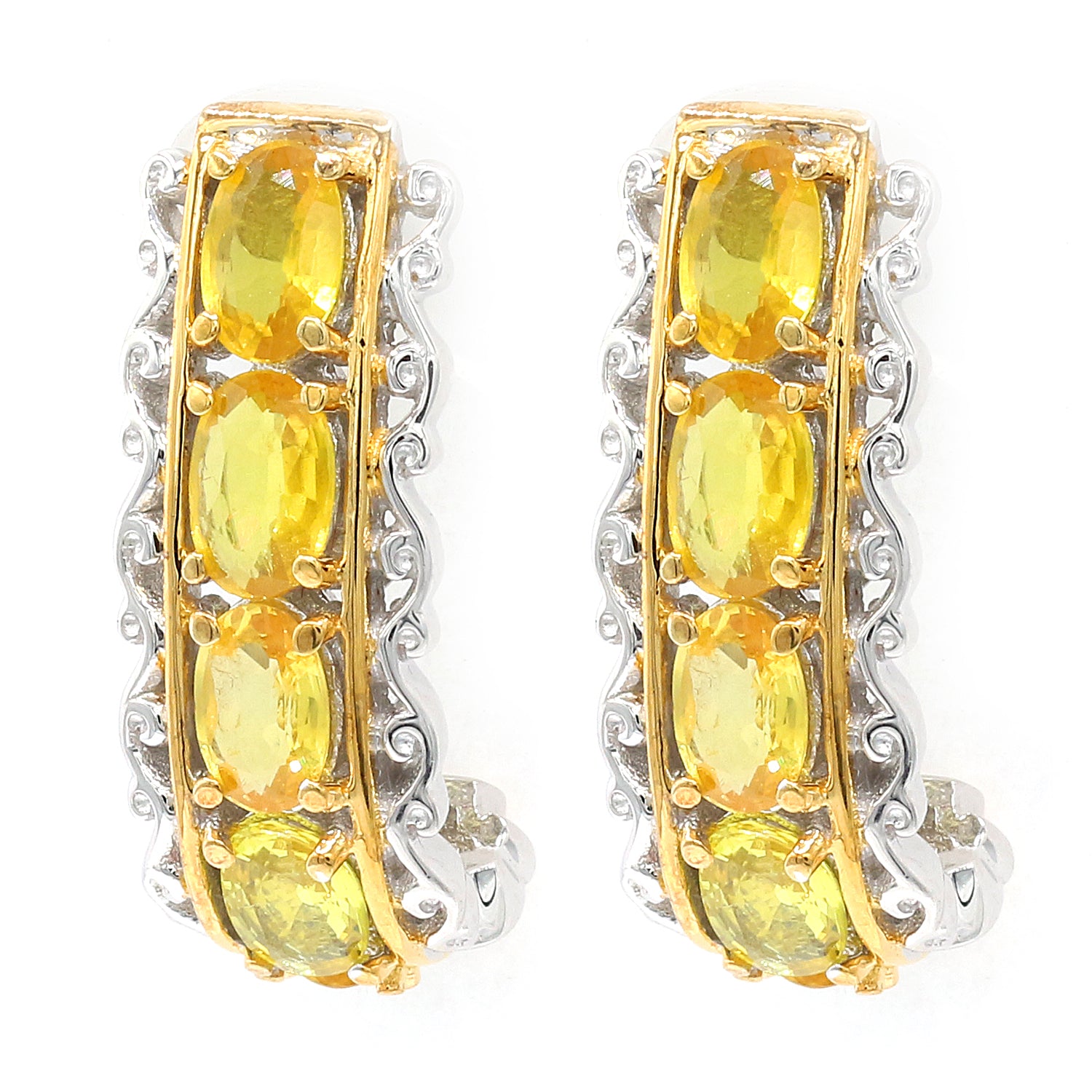 Gems en Vogue 5.60ctw Yellow Sapphire Hoop Earrings