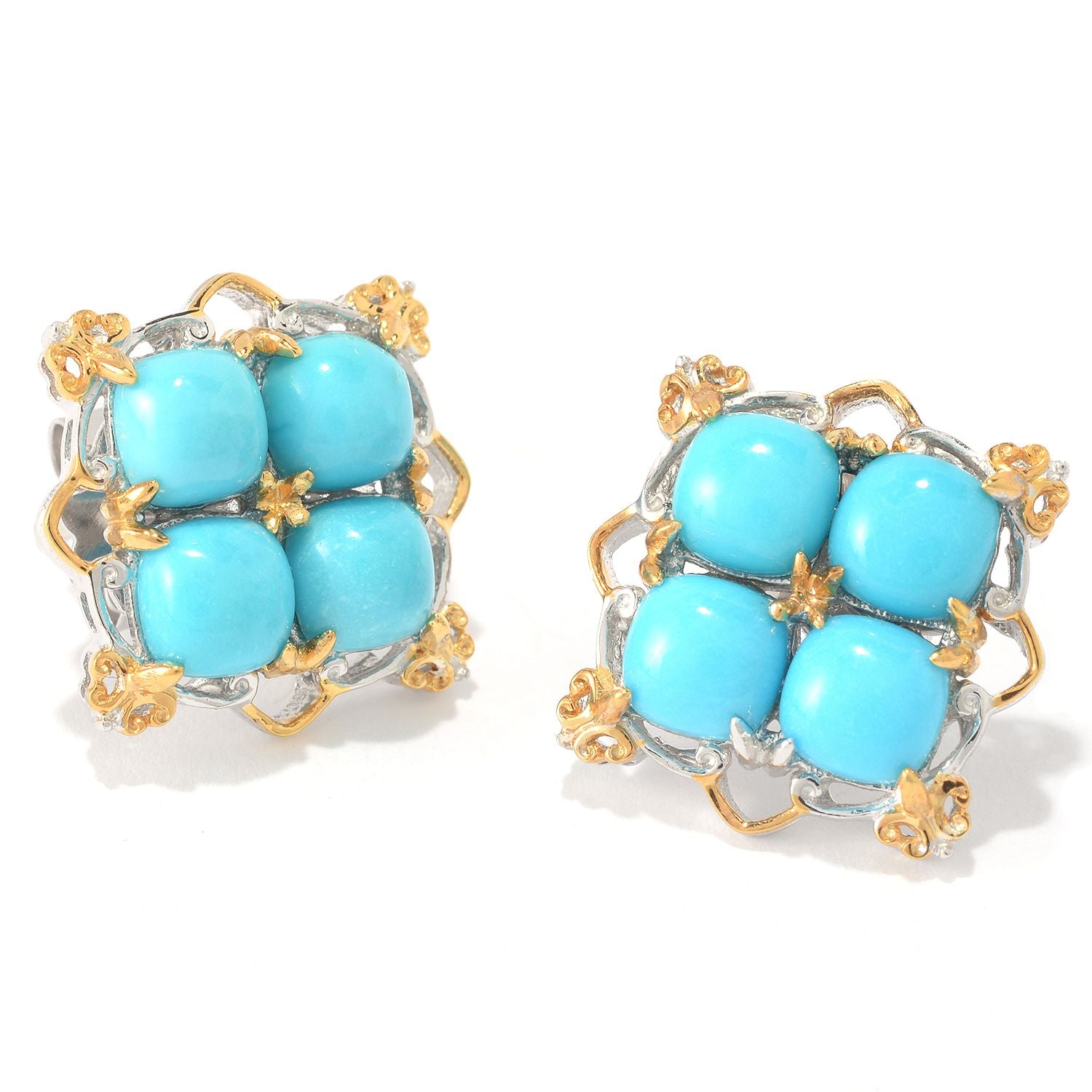 Gems en Vogue Sleeping Beauty Turquoise Cluster Stud Earrings