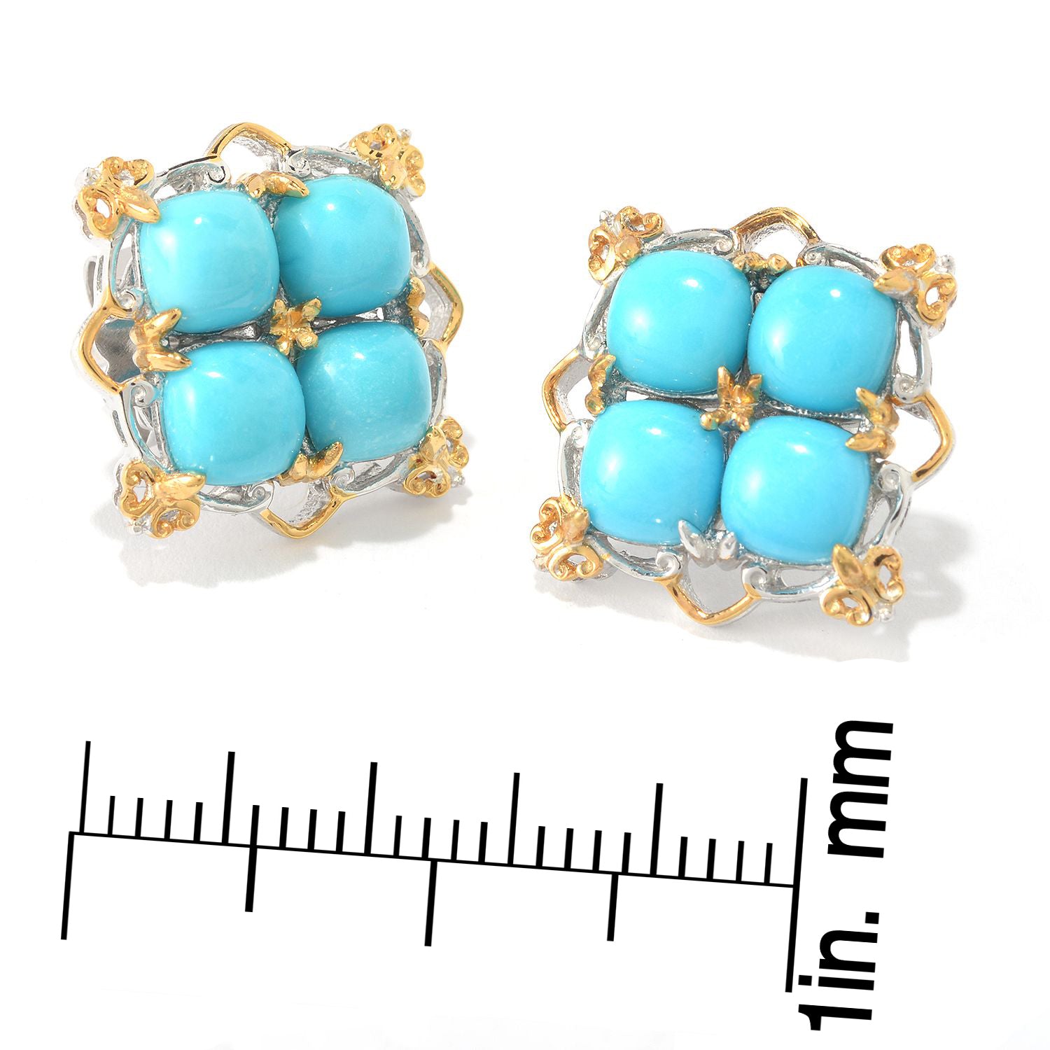 Gems en Vogue Sleeping Beauty Turquoise Cluster Stud Earrings