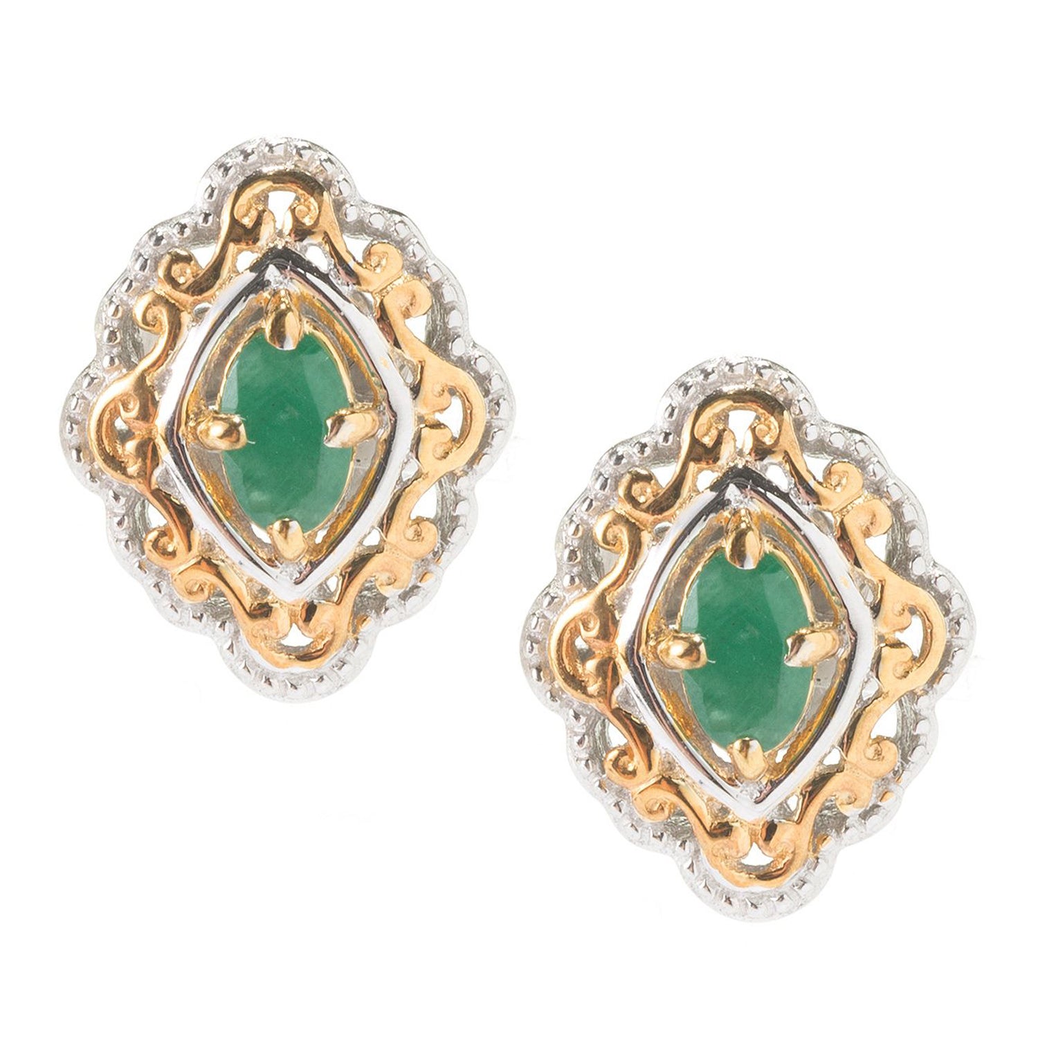 Gems en Vogue 0.38ctw Emerald Stud Earrings