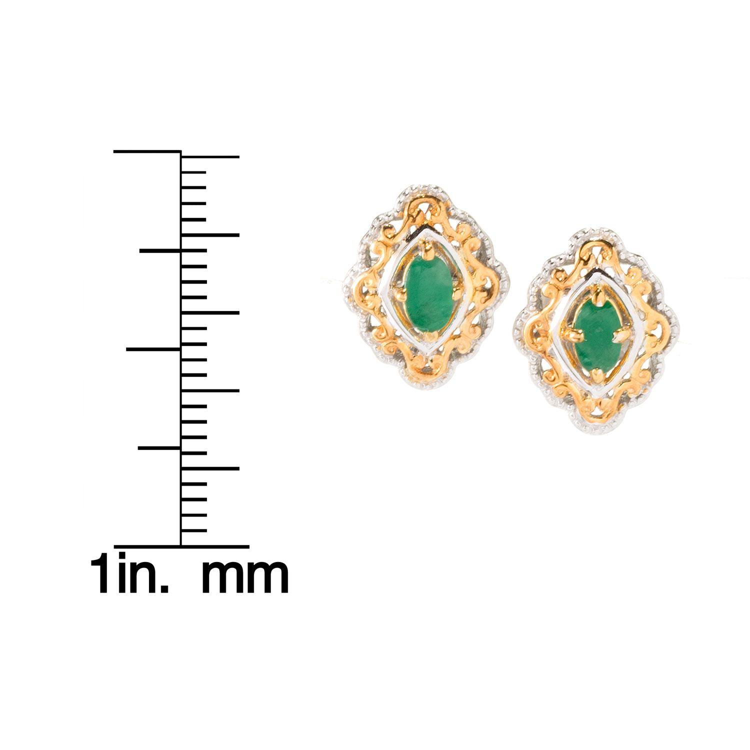 Gems en Vogue 0.38ctw Emerald Stud Earrings