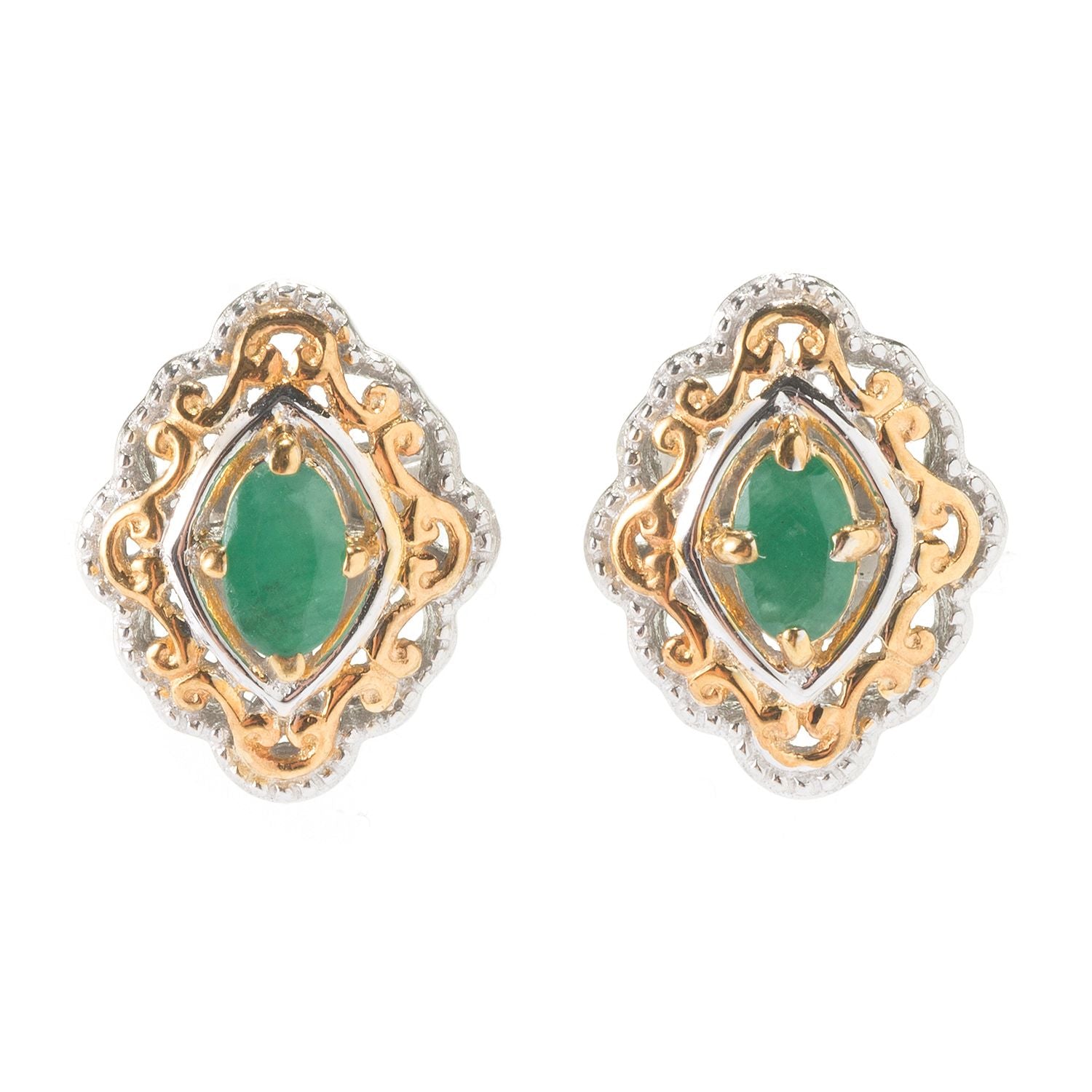 Gems en Vogue 0.38ctw Emerald Stud Earrings