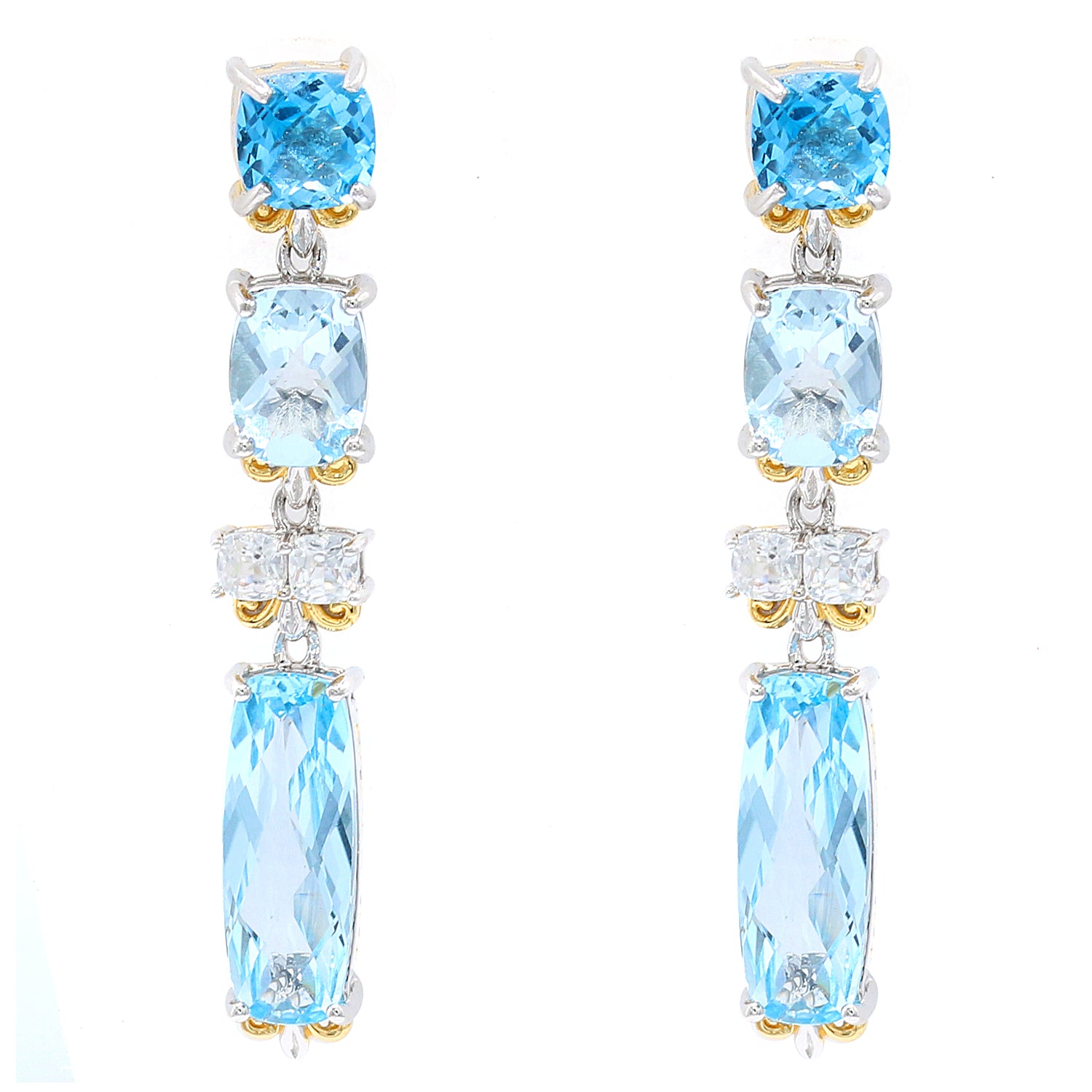 Gems en Vogue 17.58ctw Blue Topaz & White Zircon Drop Earrings
