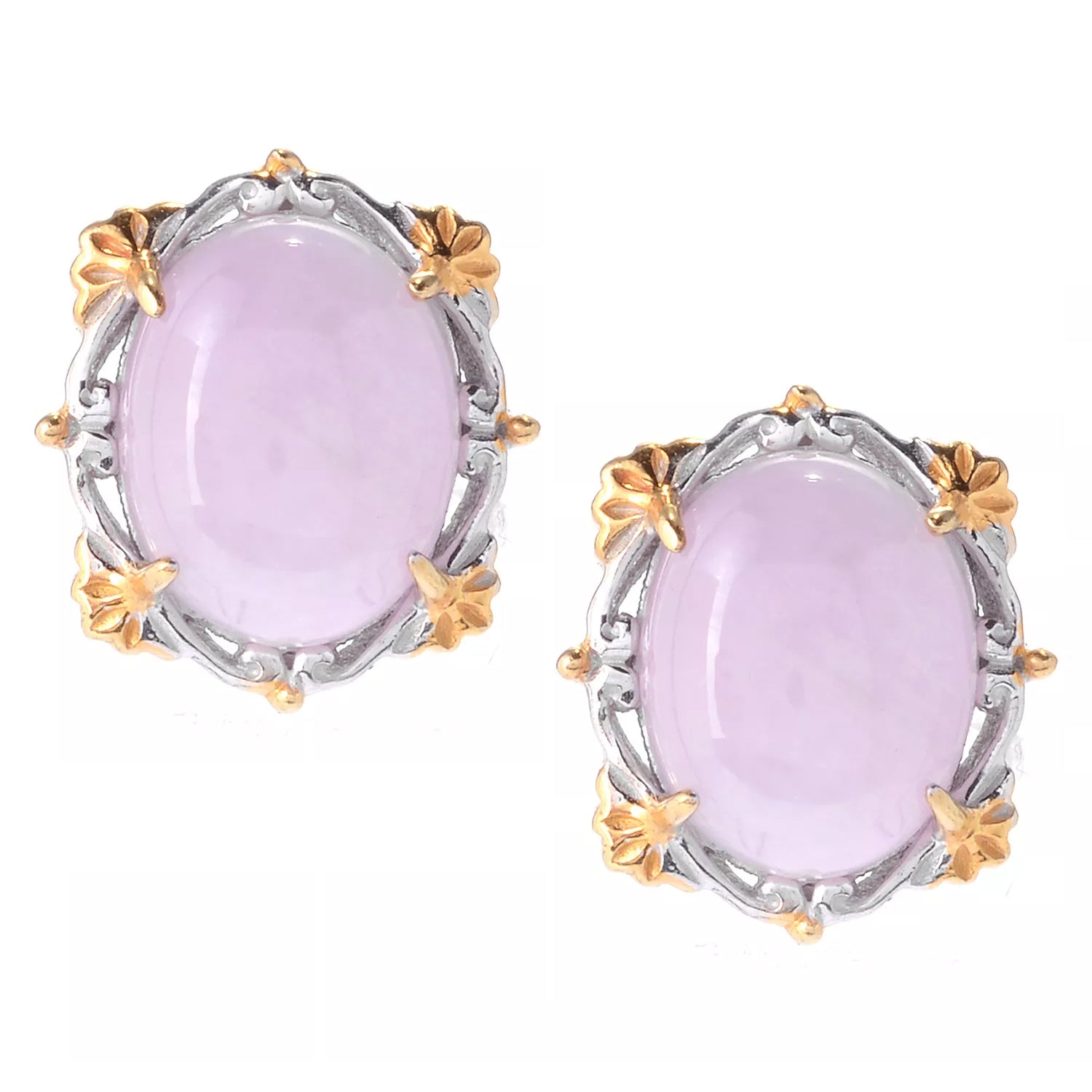 Gems en Vogue Oval Kunzite Button Earrings