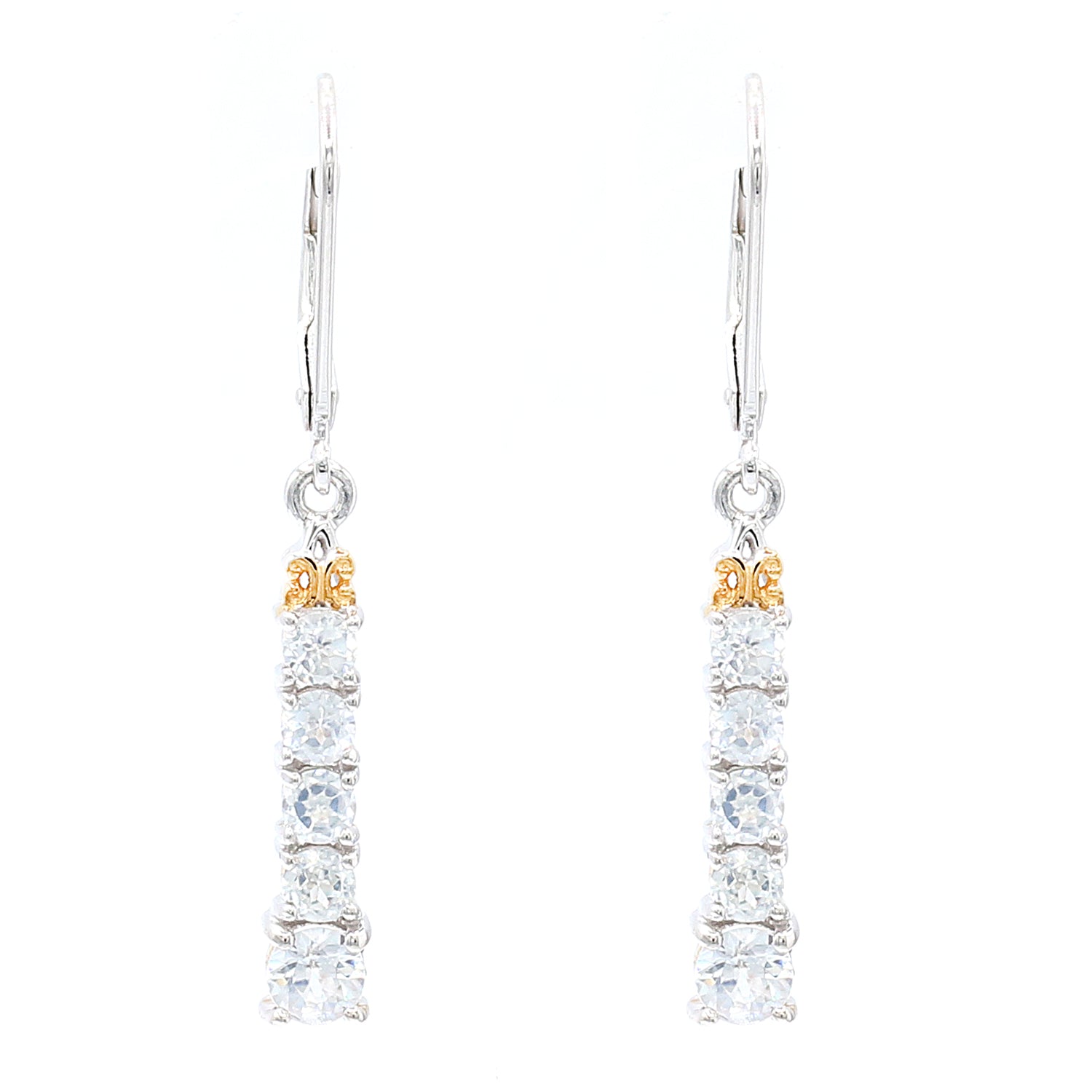 Gems en Vogue 2.08ctw White Zircon Drop Earrings