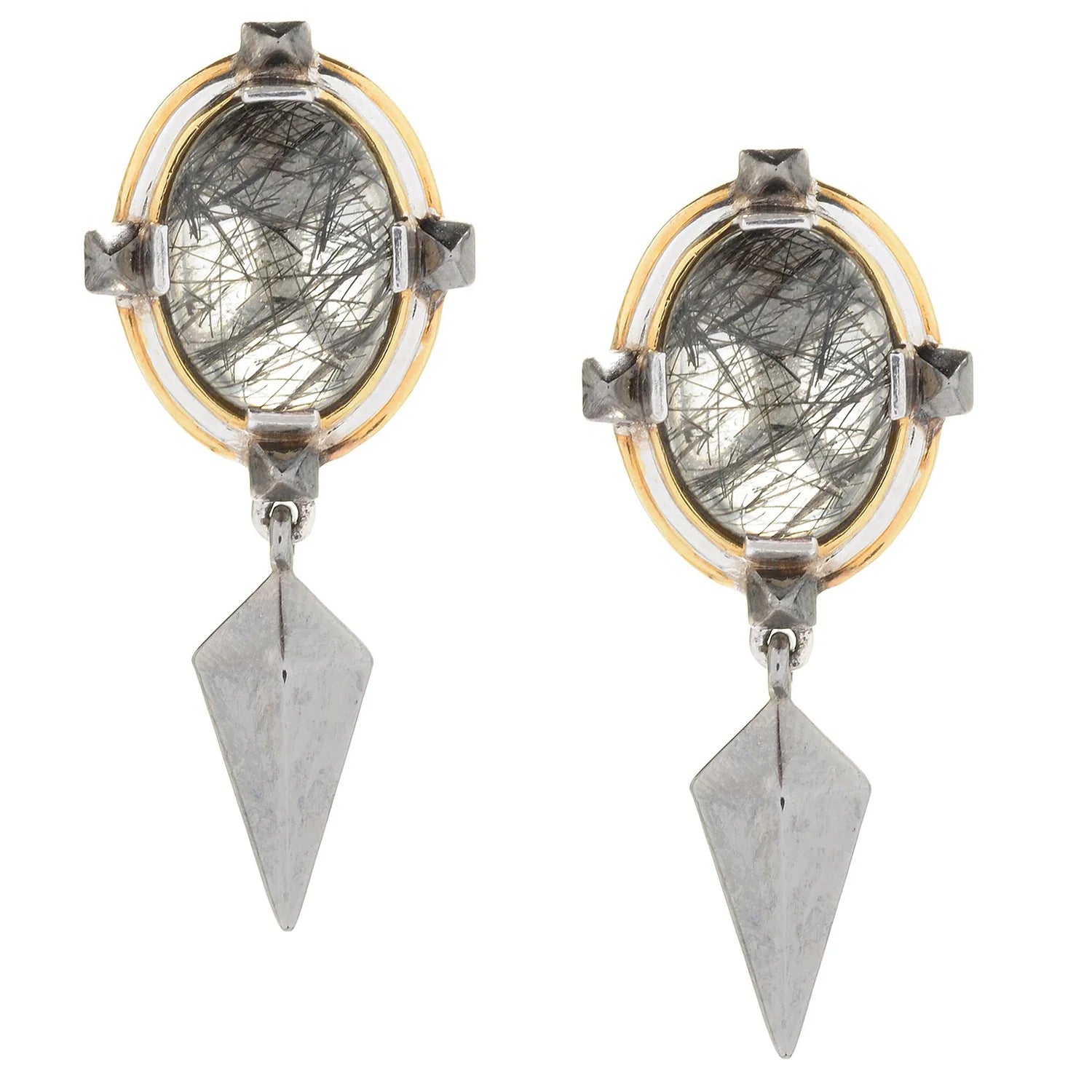 Gems en Vogue Rutilated Quartz Drop Earrings