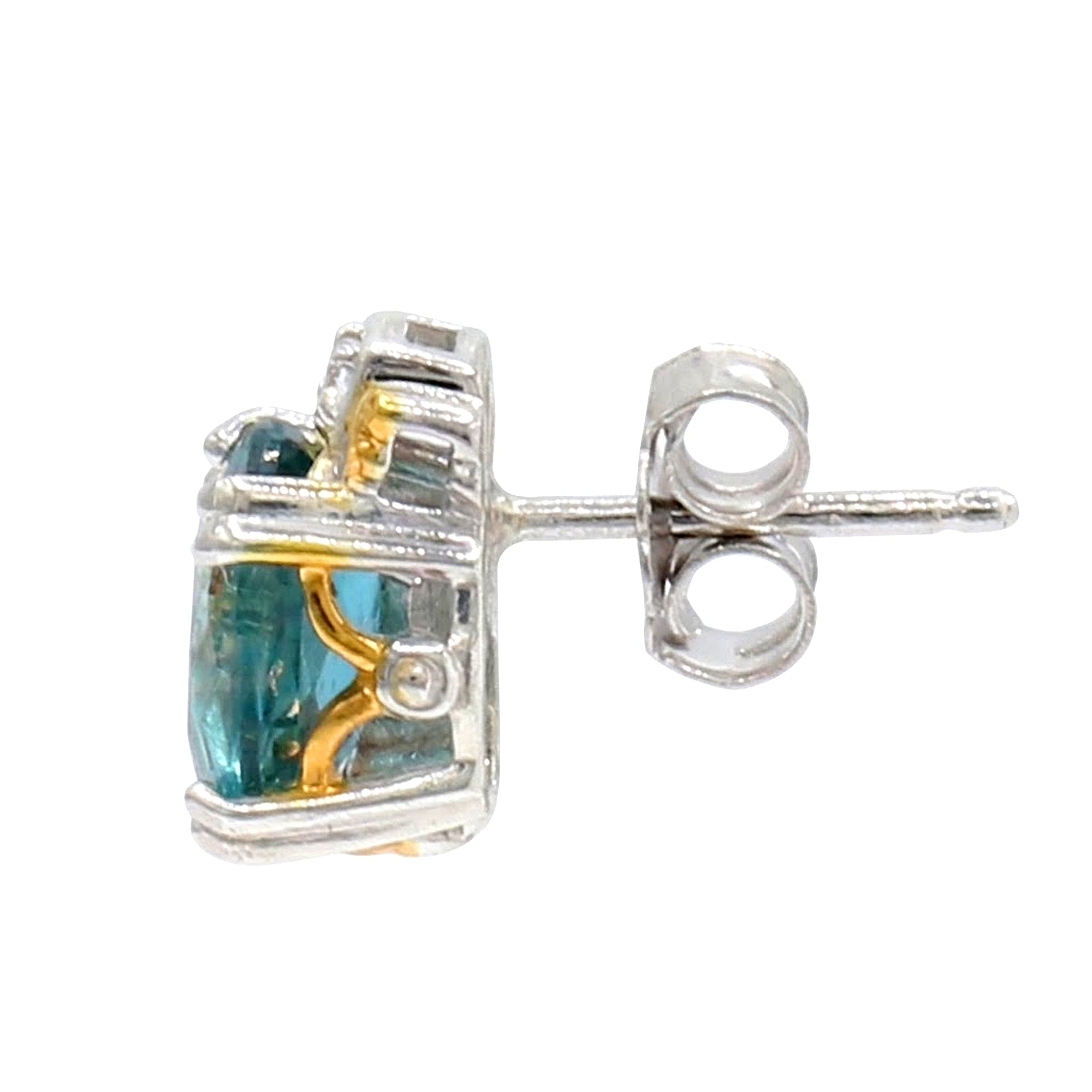 Gems en Vogue 24K Palladium Silver 4.56ctw Teal Kyanite & White Topaz Stud Earrings