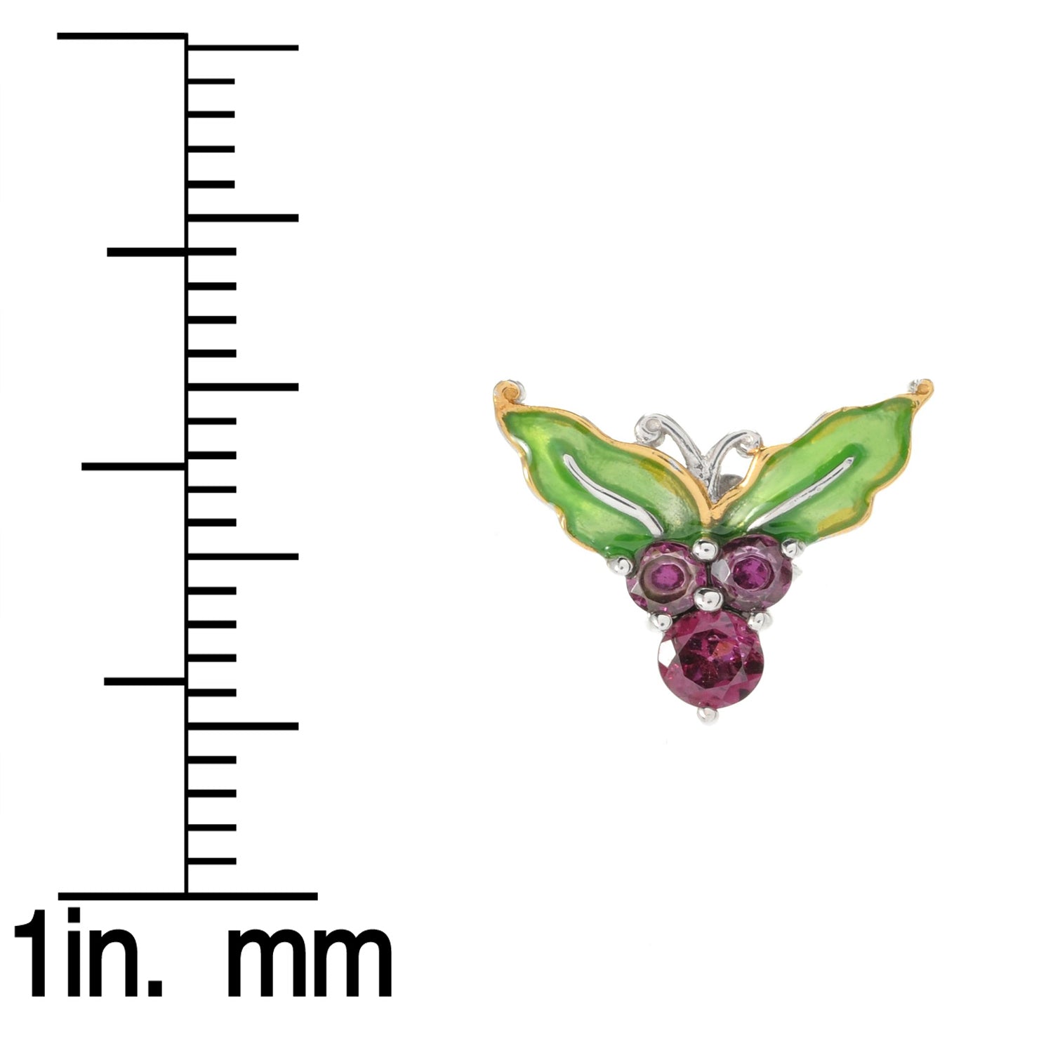 Gems en Vogue 1.30ctw Rhodolite Garnet & Enamel Butterfly Earrings