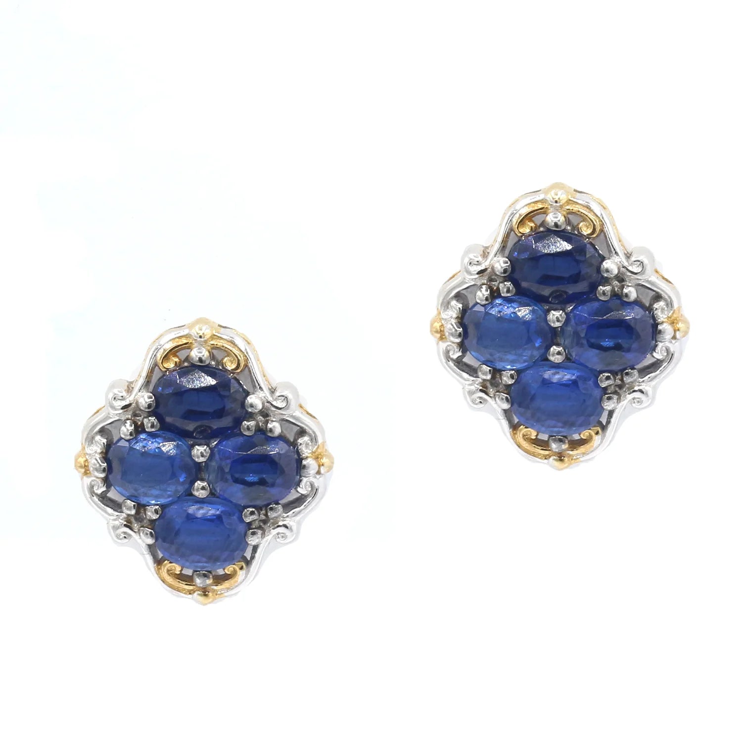 Gems en Vogue 3.84ctw Royal Blue Sapphire Stud Earrings