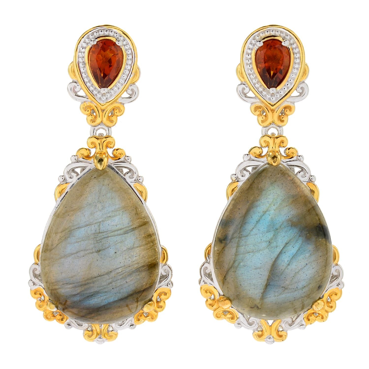 Gems en Vogue Labradorite & Madeira Citrine Drop Earrings