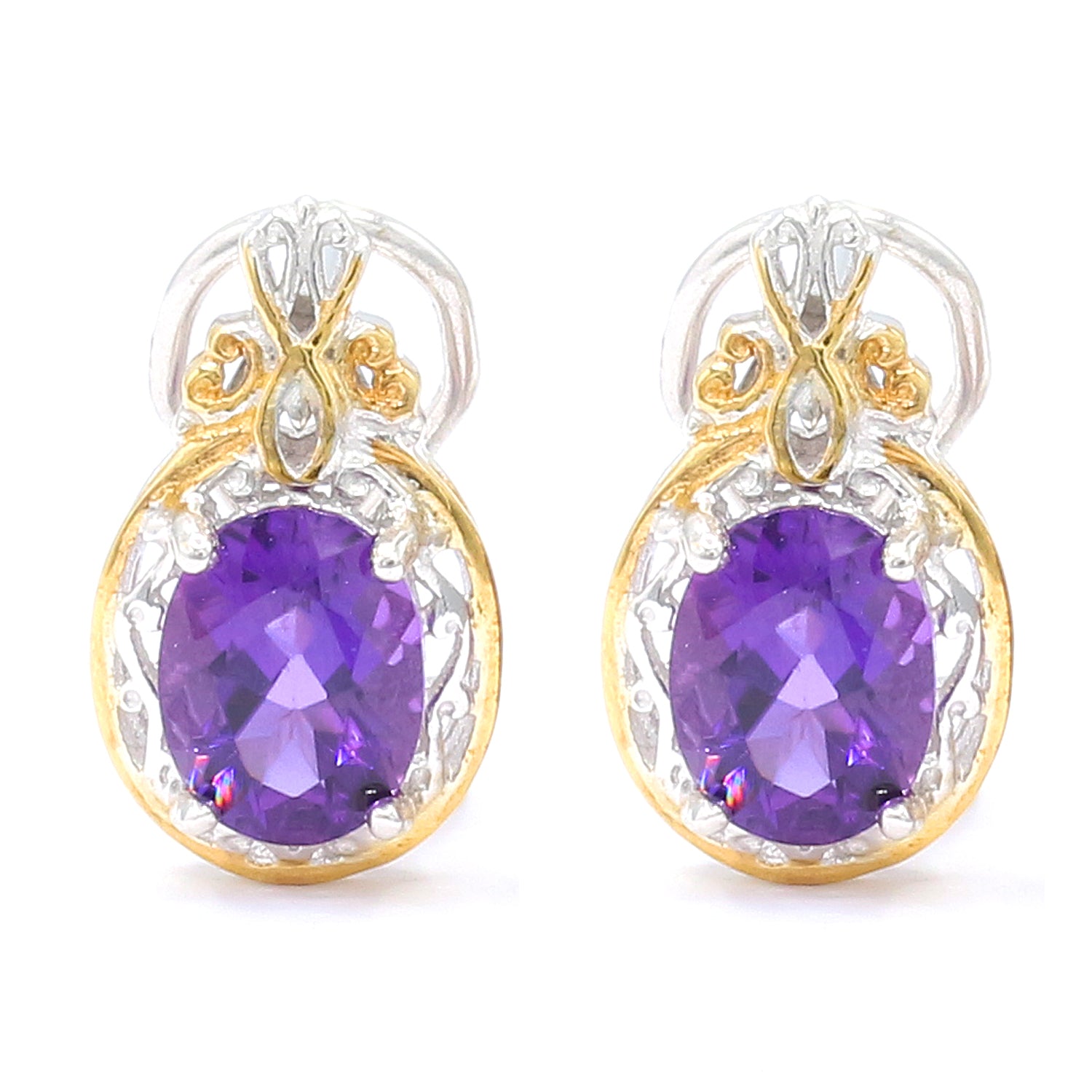 New 2.34ctw deals Oval Amethyst Stud Earrings 14k Yellow Gold February Birthstone