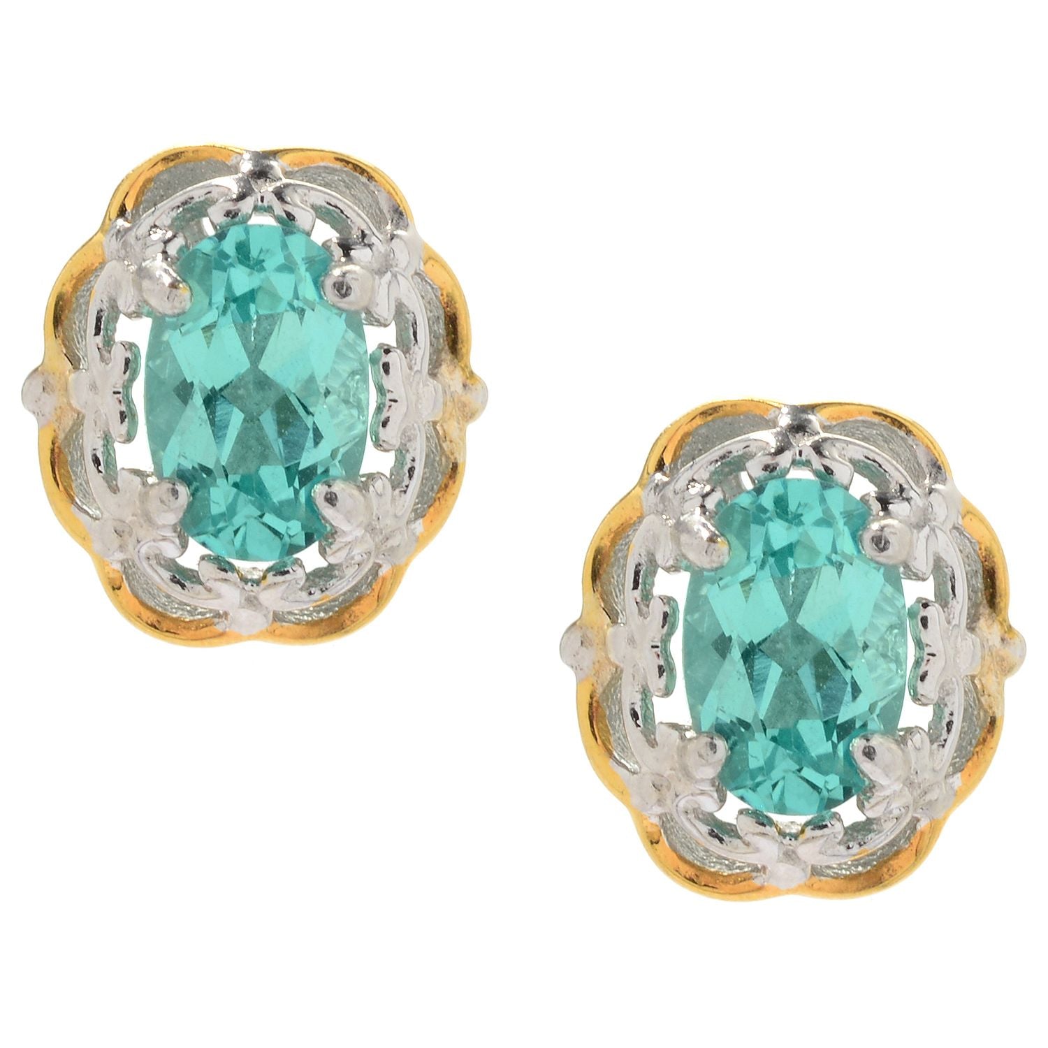 Gems en Vogue 1.60ctw Green Apatite Stud Earrings