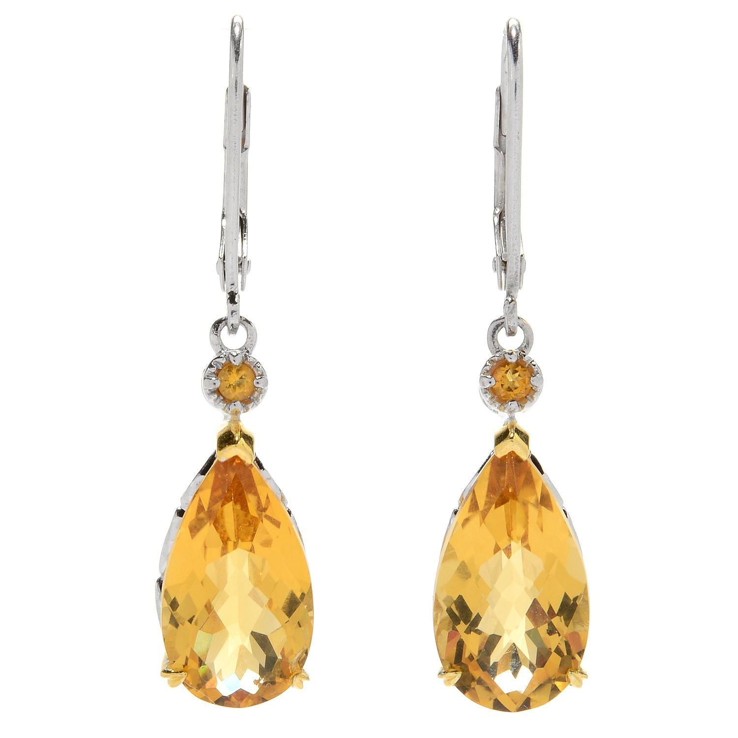 Gems en Vogue 6.08ctw Golden Citrine Drop Earrings