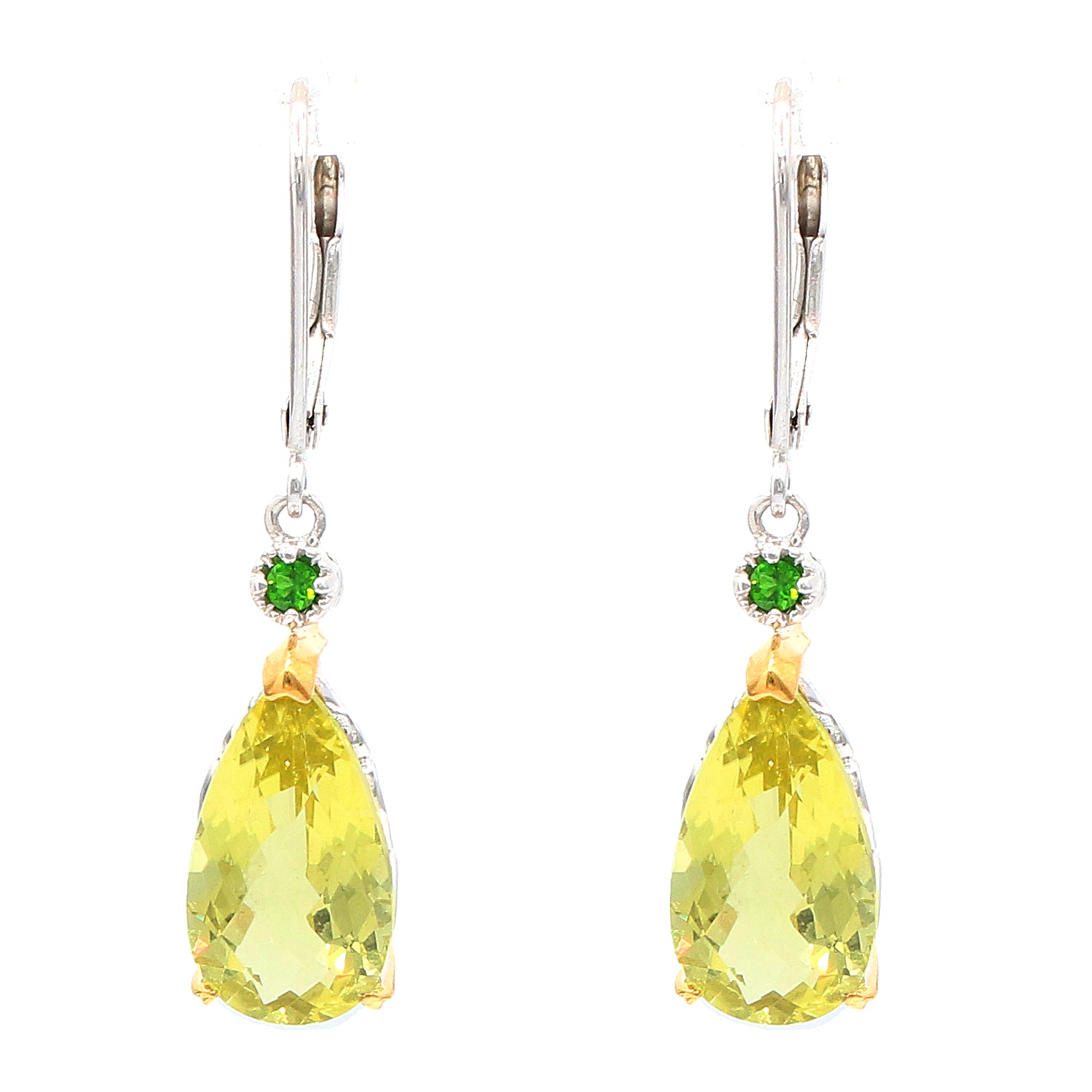 Gems en Vogue 6.08ctw Ouro Verde & Chrome Diopside Drop Earrings