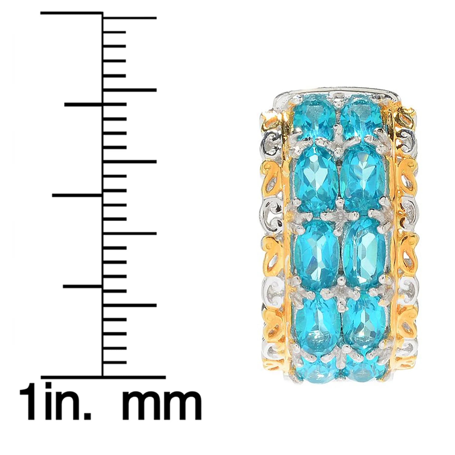 Gems en Vogue 5.60ctw Paraiba Color Topaz Double-Row Hoop Earrings