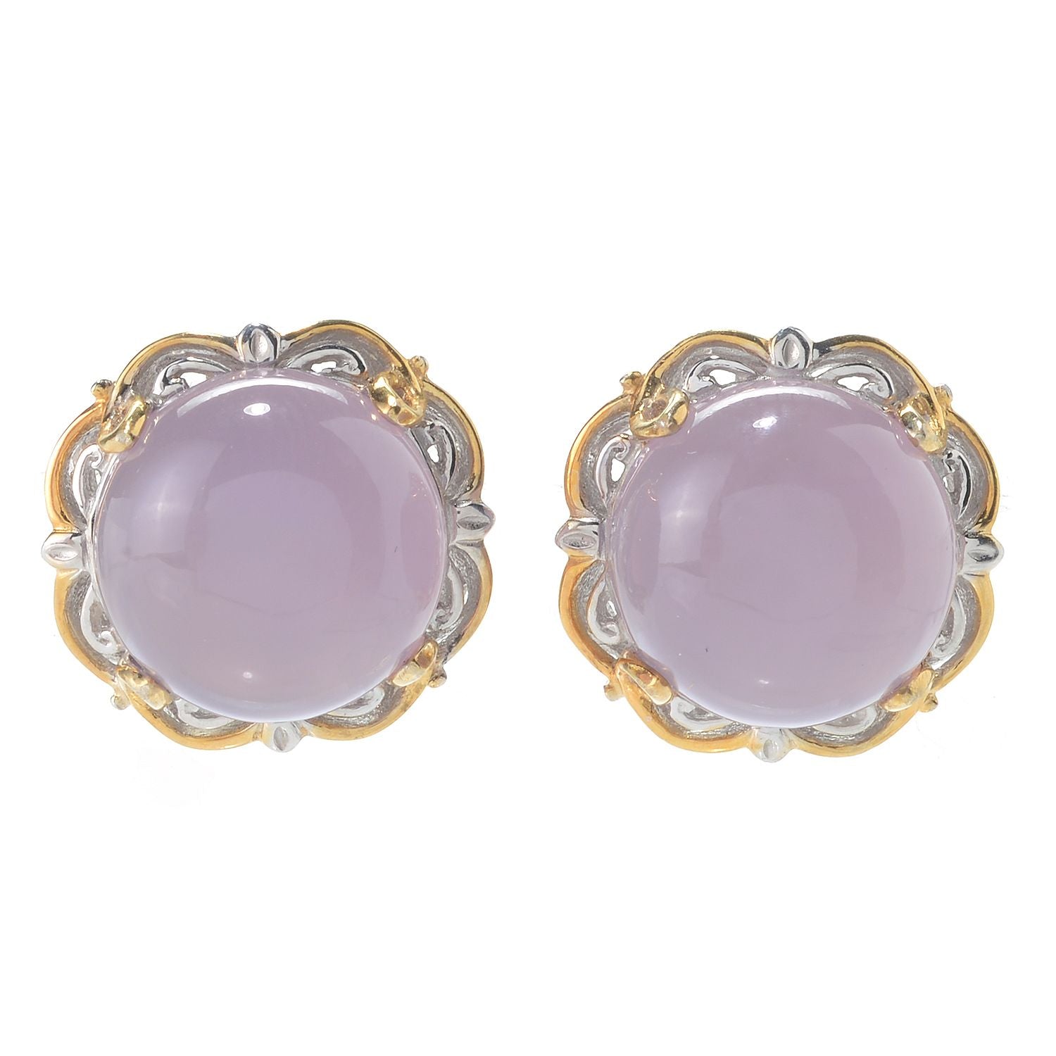 Gems en Vogue Round Lilac Chalcedony Stud Earrings