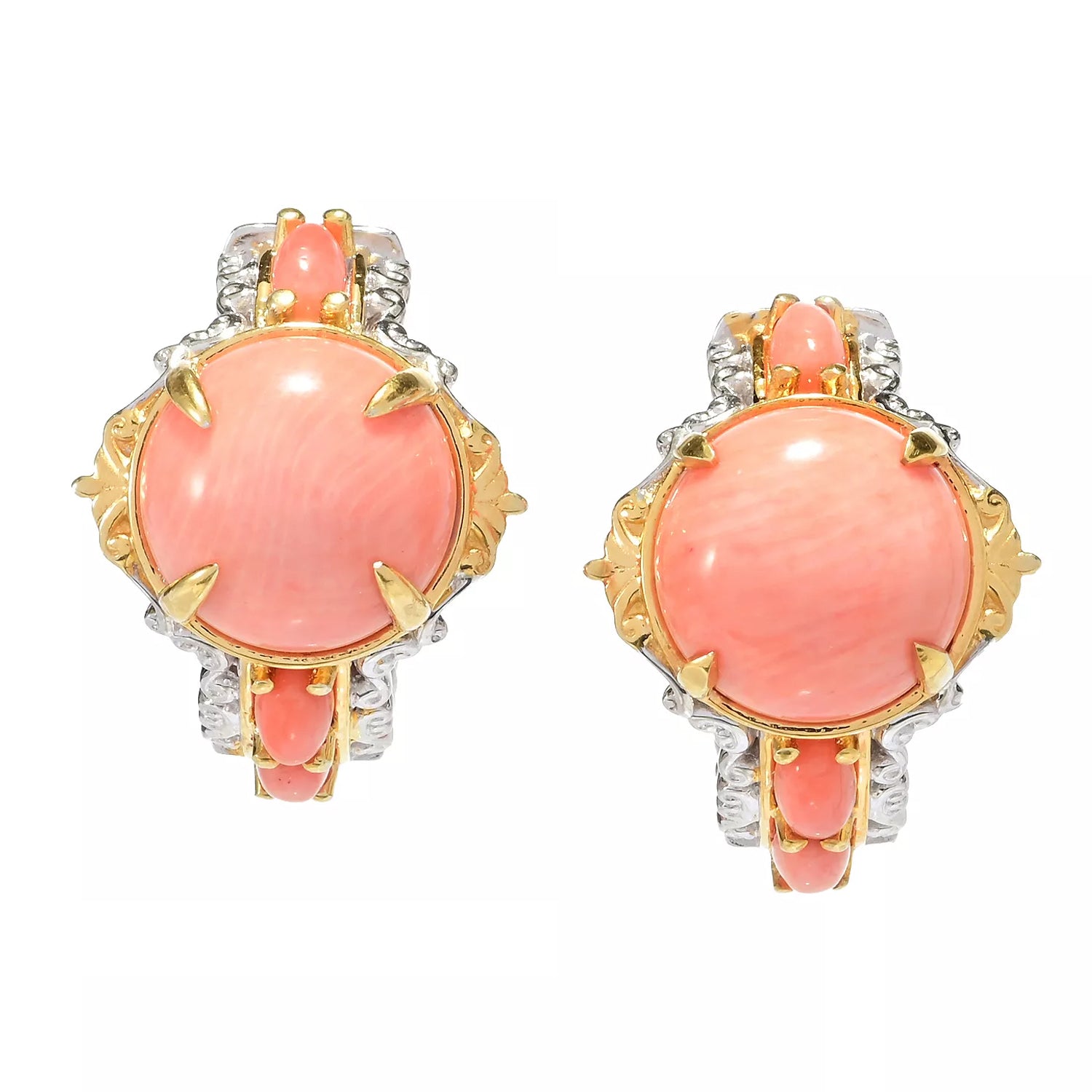 Gems en Vogue Salmon Coral Hoop Earrings
