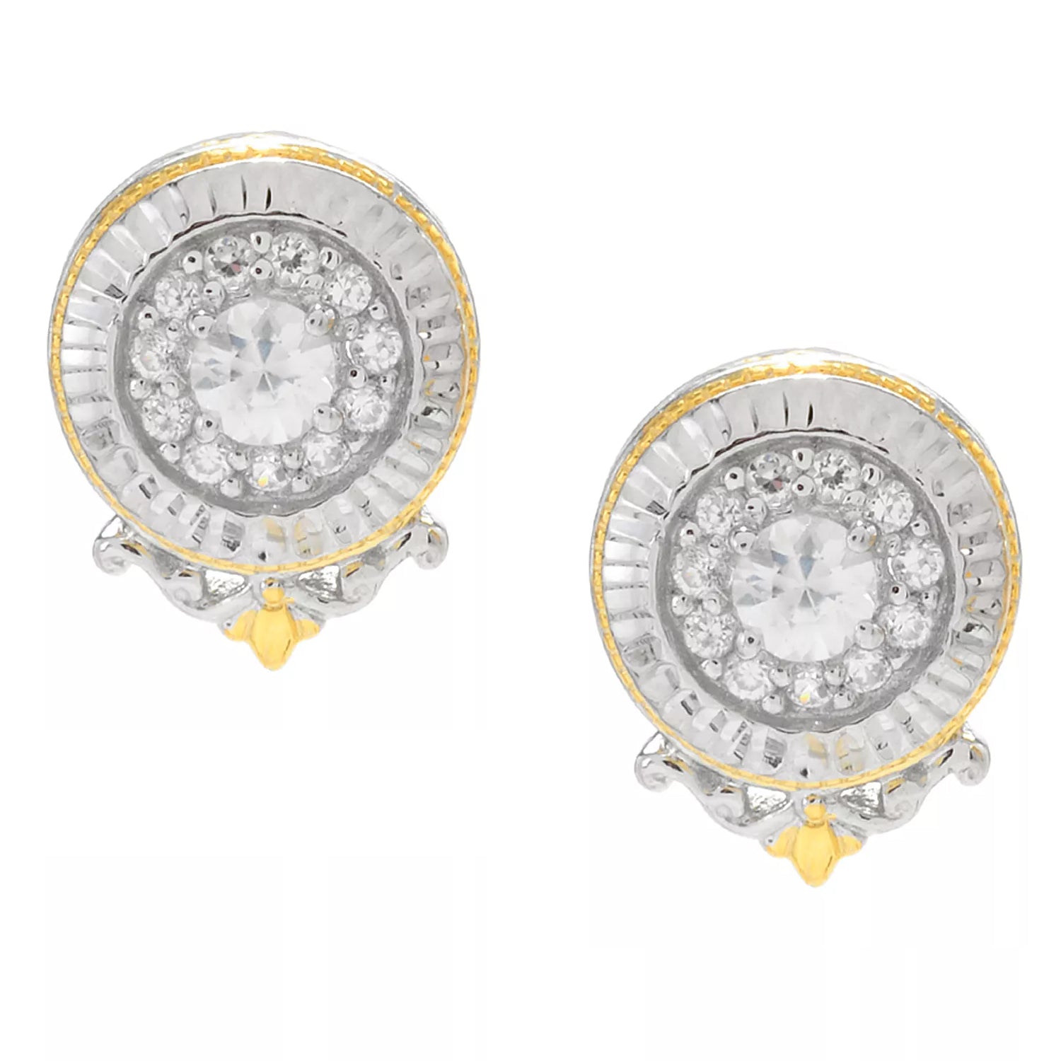 Gems en Vogue 1.24ctw White Zircon Diamond Cut Stud Earrings
