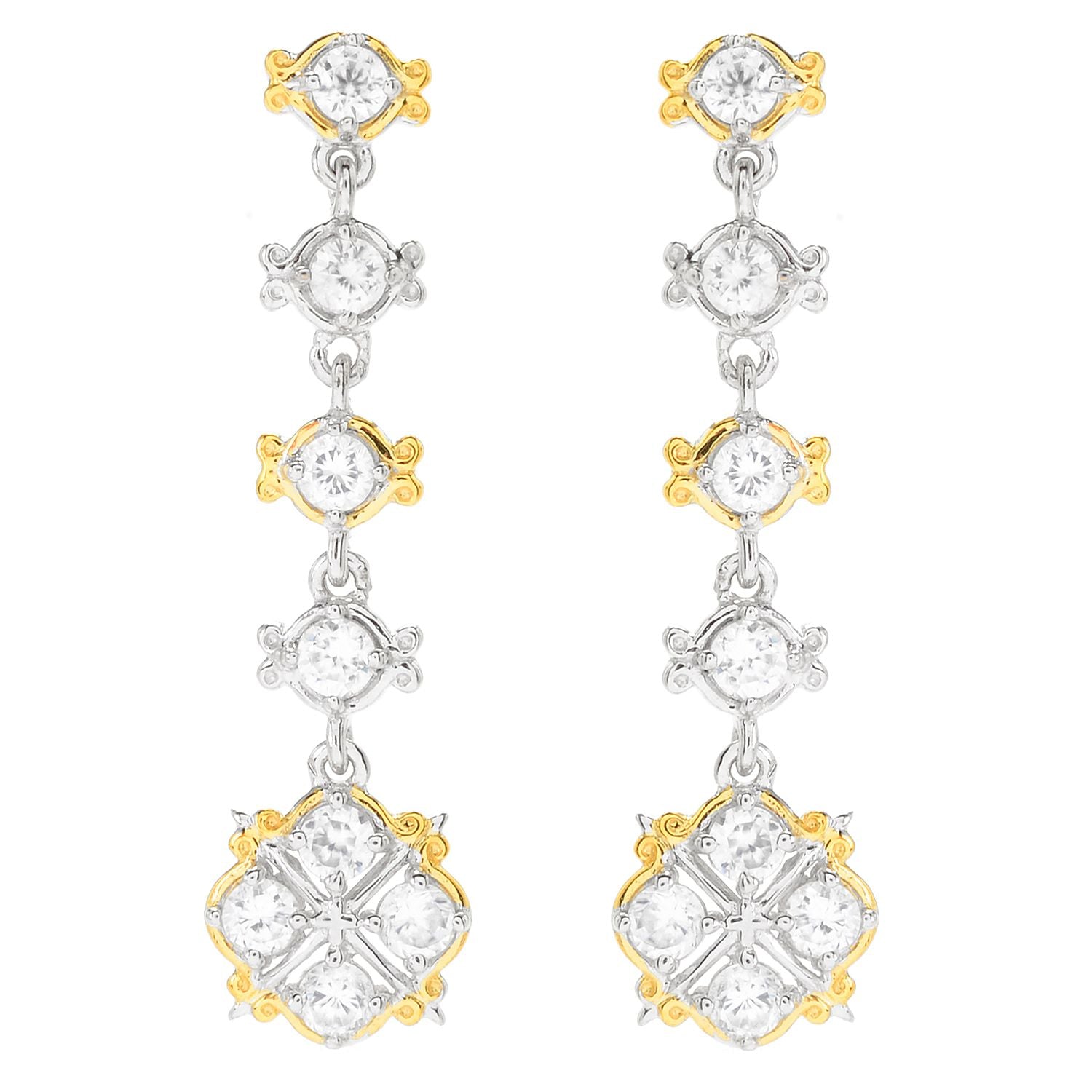 Gems en Vogue 2.56ctw White Zircon Drop Earrings