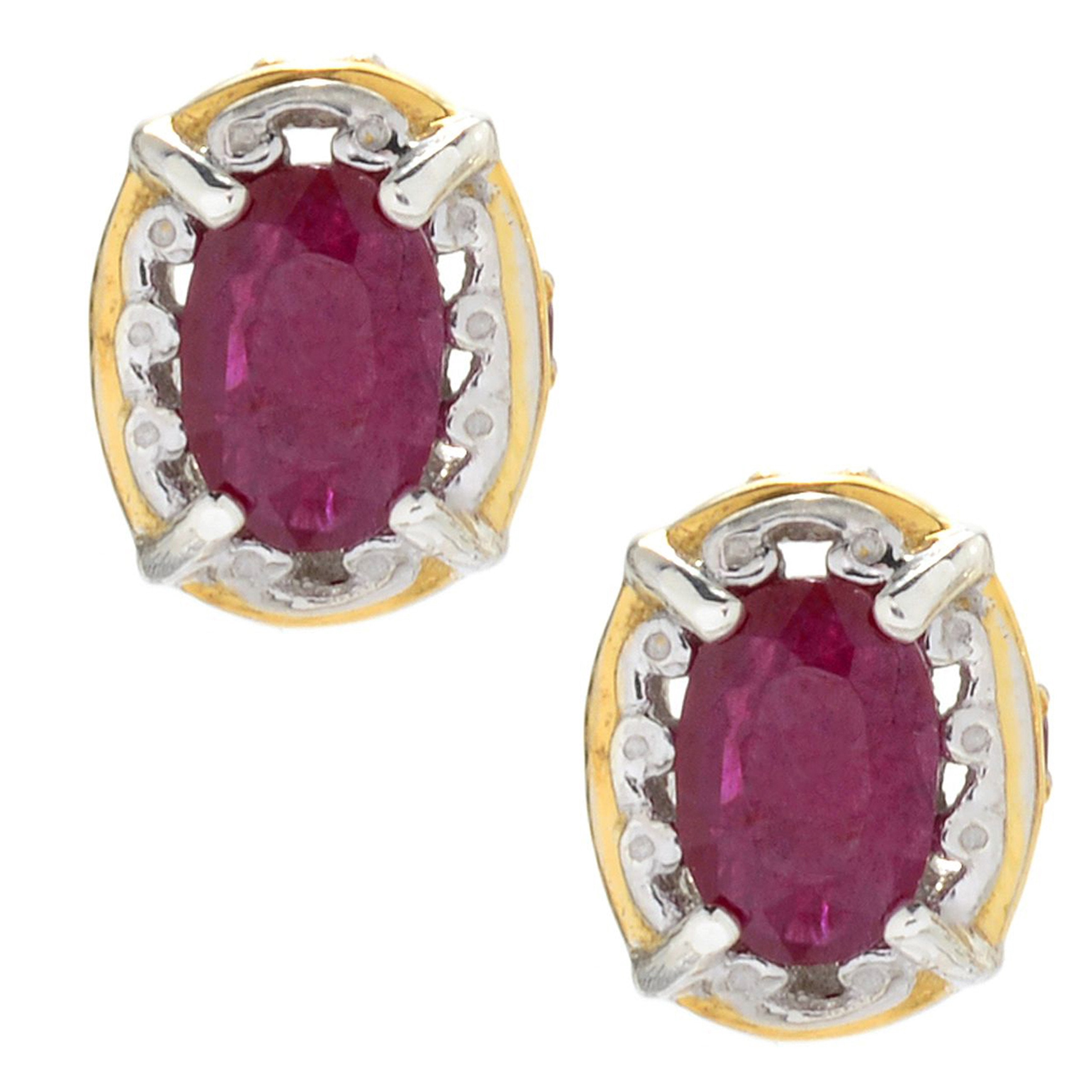 Gems en Vogue 1.34ctw Oval Shaped Mozambique Ruby Stud Earrings