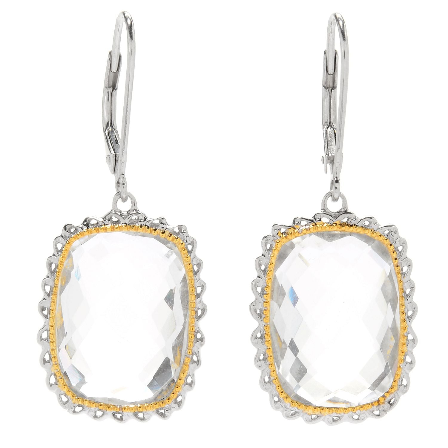 Gems en Vogue 16.80ctw Clear Quartz Drop Earrings