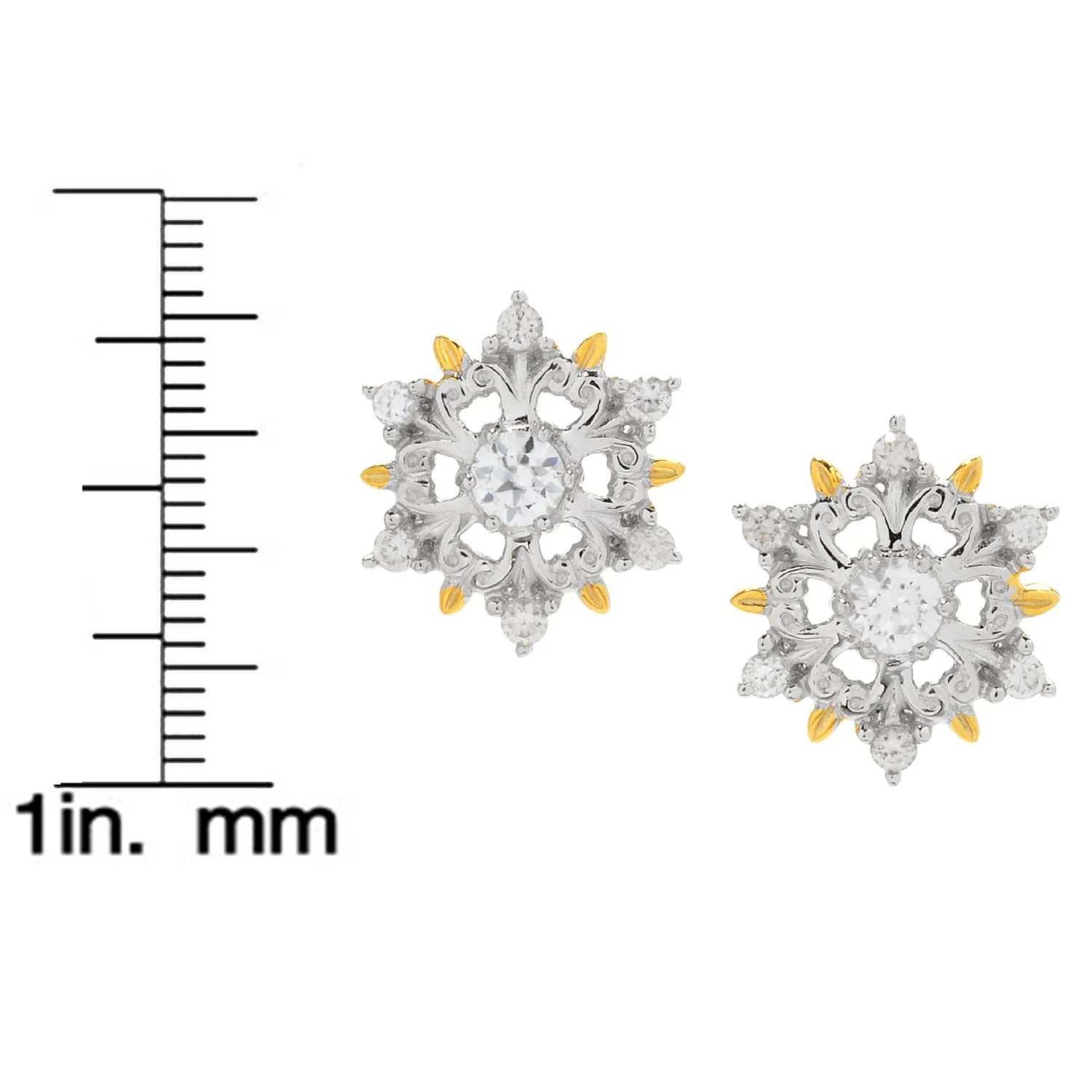 Gems en Vogue 1.40ctw White Zircon Snowflake Stud Earrings