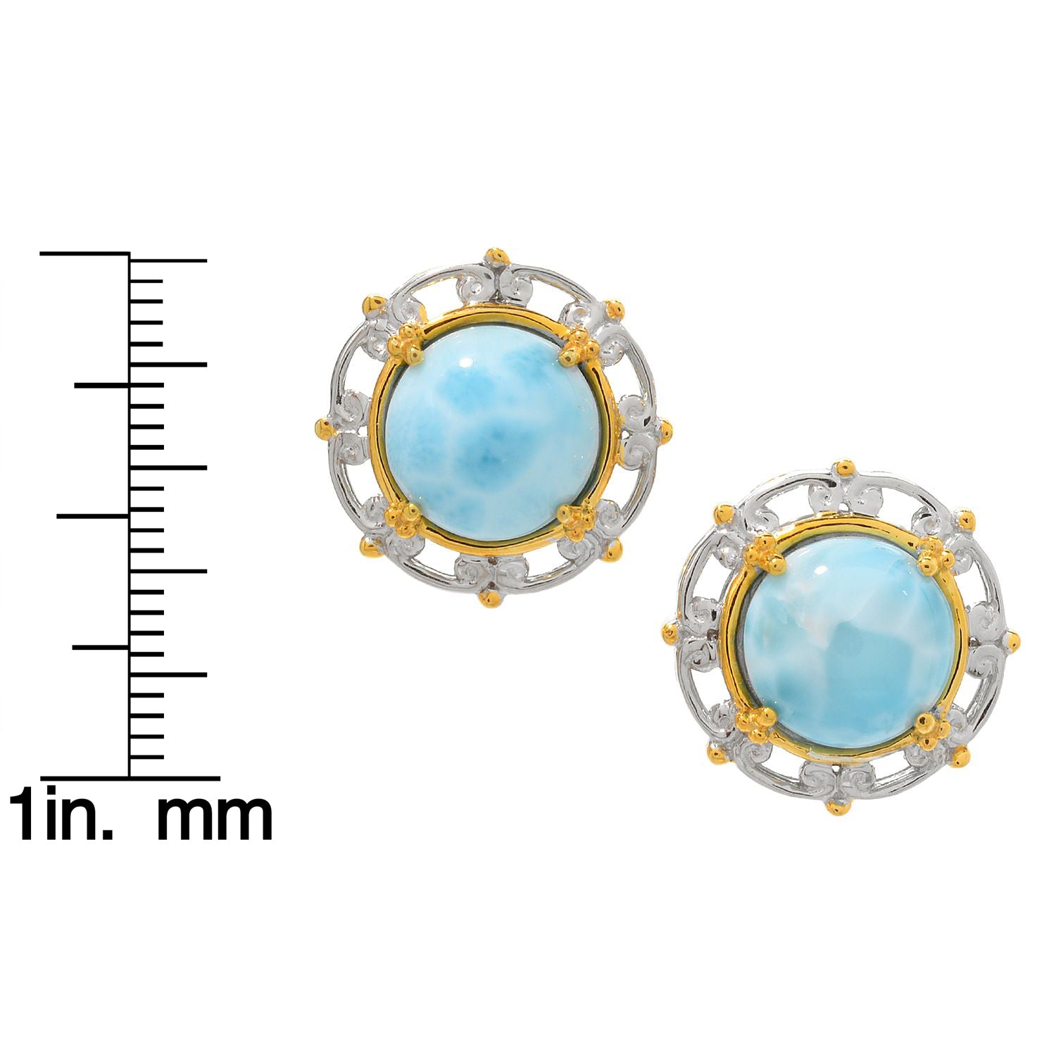 Gems en Vogue Round Larimar Stud Earrings