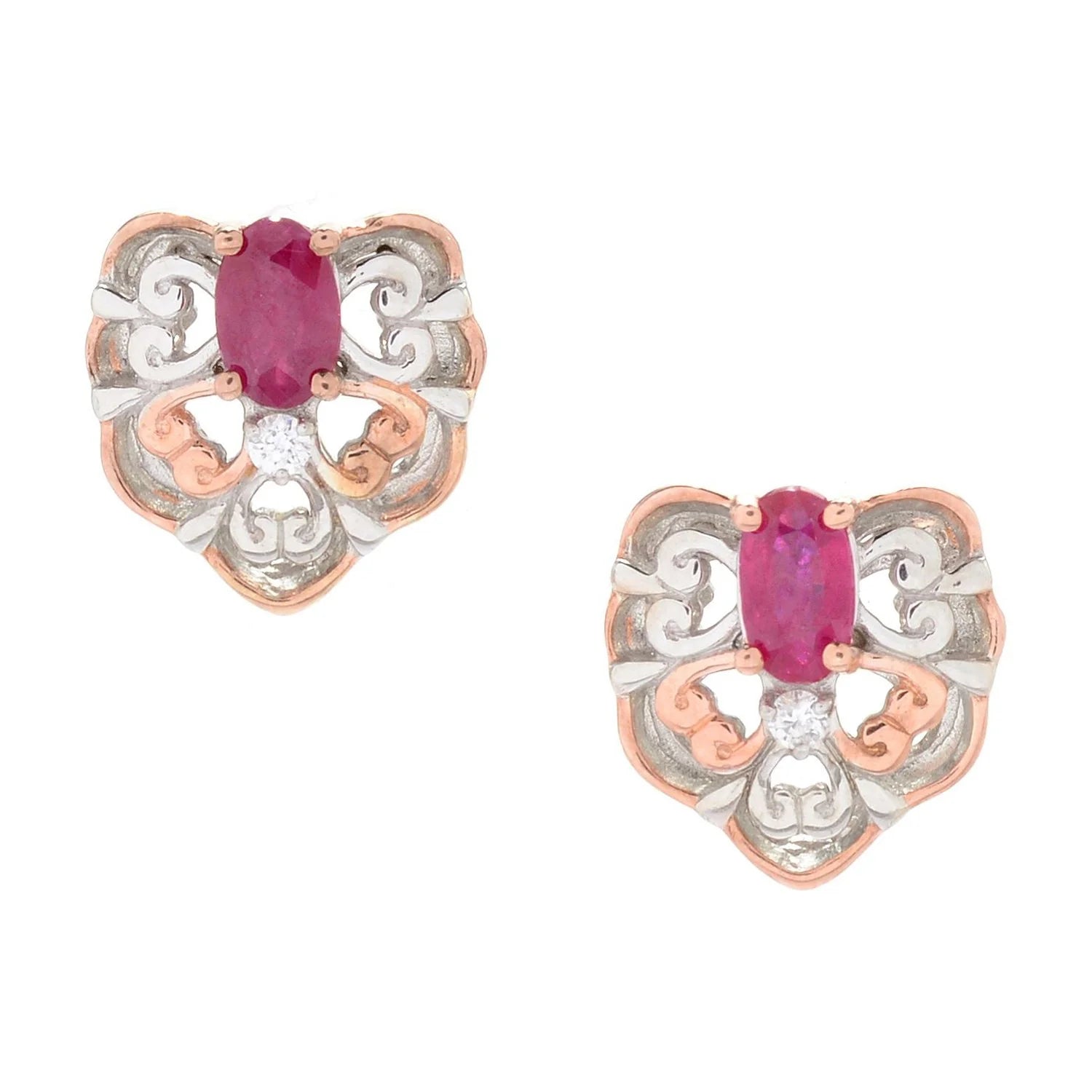 Gems en Vogue Precious Gemstone & Diamond Scrollwork Stud Earrings