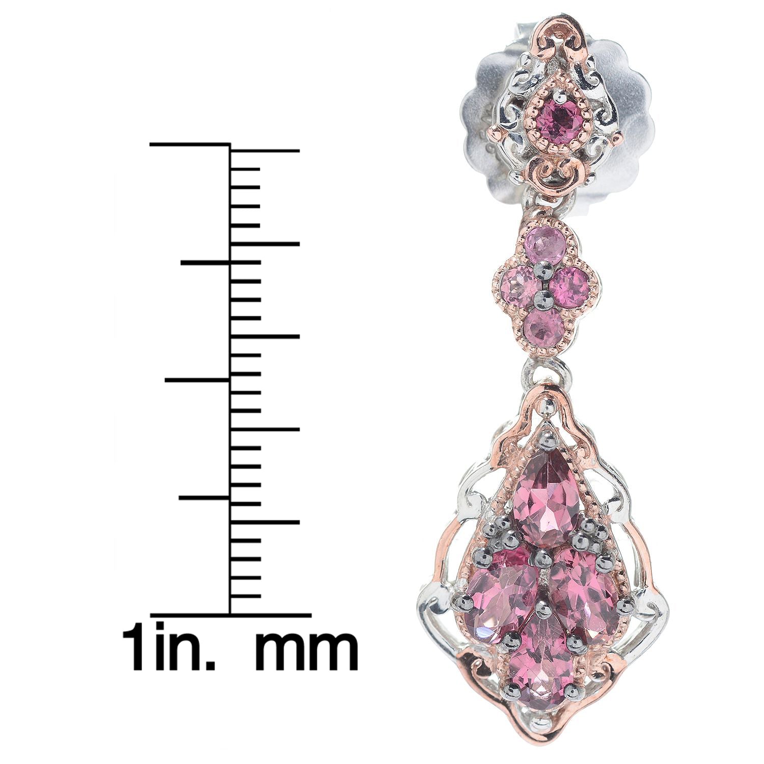 Gems en Vogue 2.44ctw Pink Tourmaline Dangle Earrings