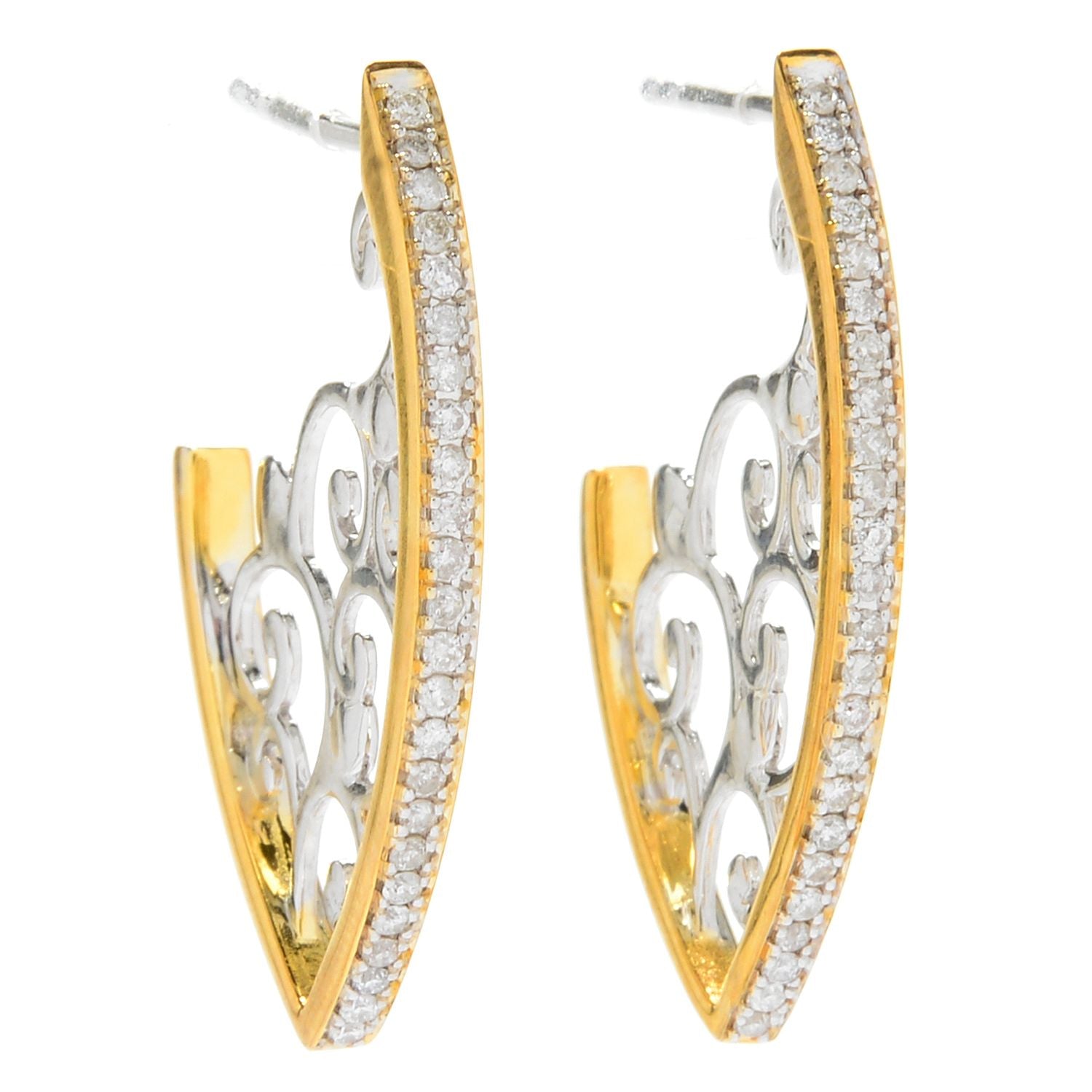 Gems en Vogue 0.32ctw Diamond Hoop Earrings