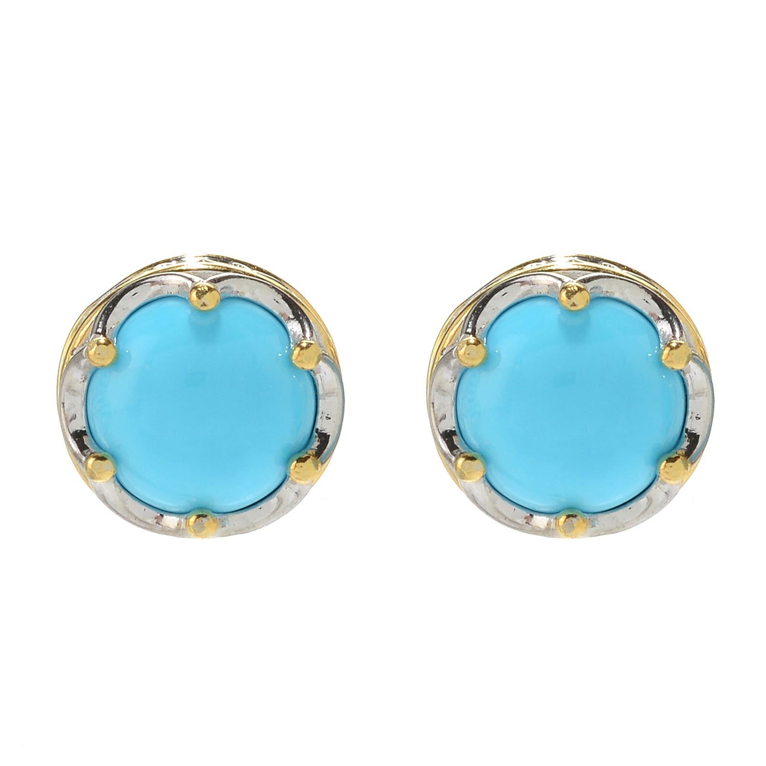 Gems en Vogue Sleeping Beauty Turquoise Round Stud Earrings
