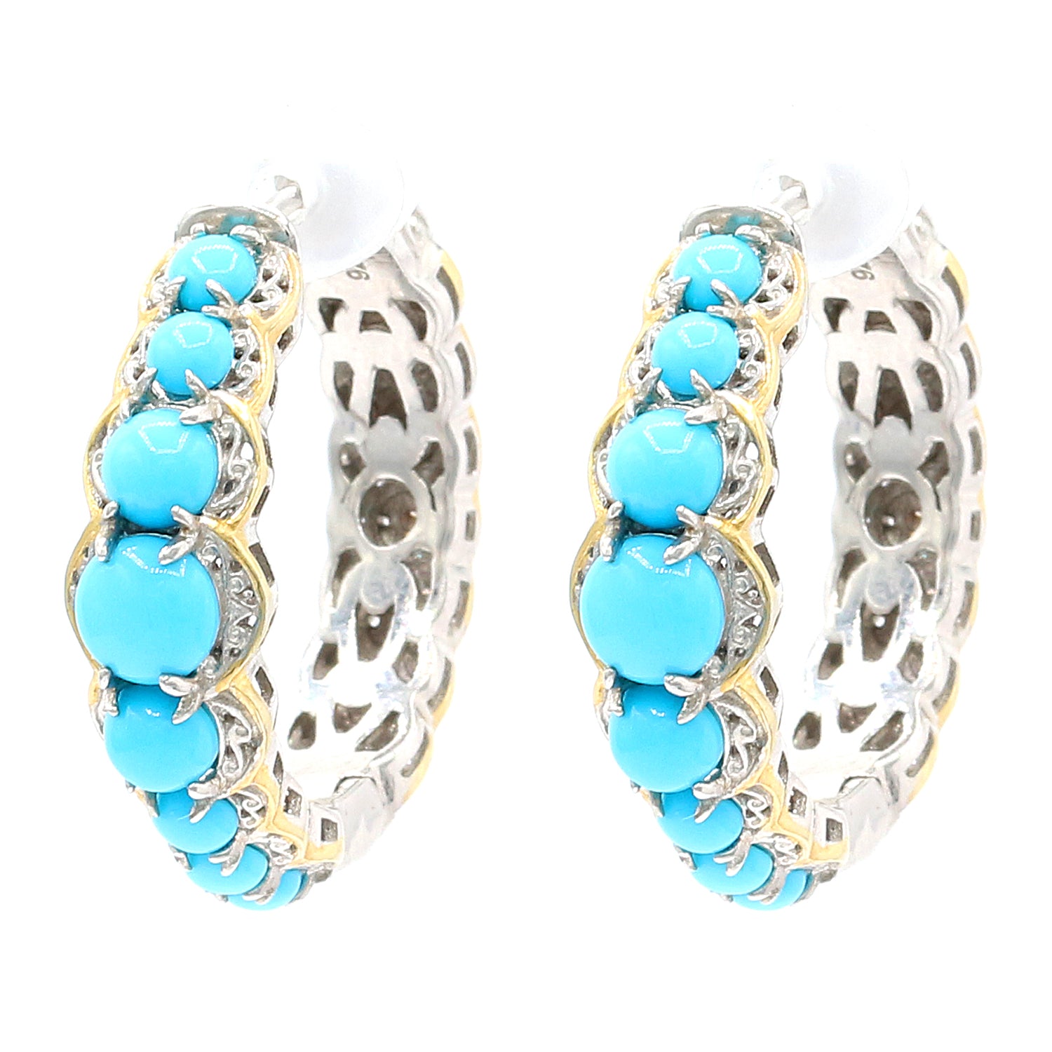 Gems en Vogue Sleeping Beauty Turquoise Hoop Earrings