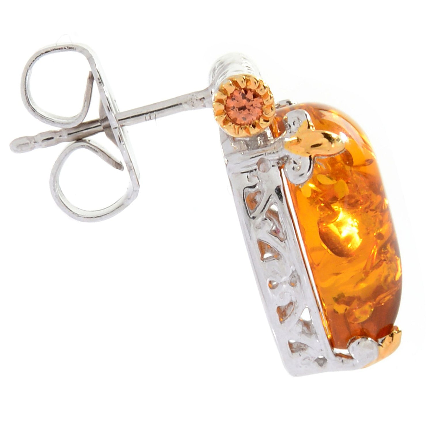 Gems en Vogue Amber & Orange Sapphire Stud Earrings