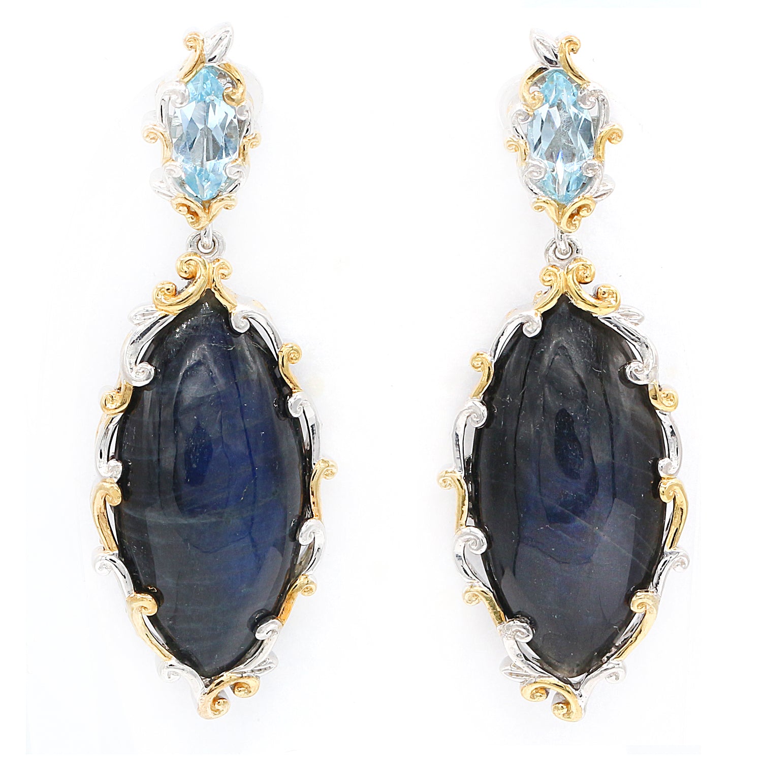 Gems en Vogue Blue Labradorite & Sky Blue Topaz Drop Earrings