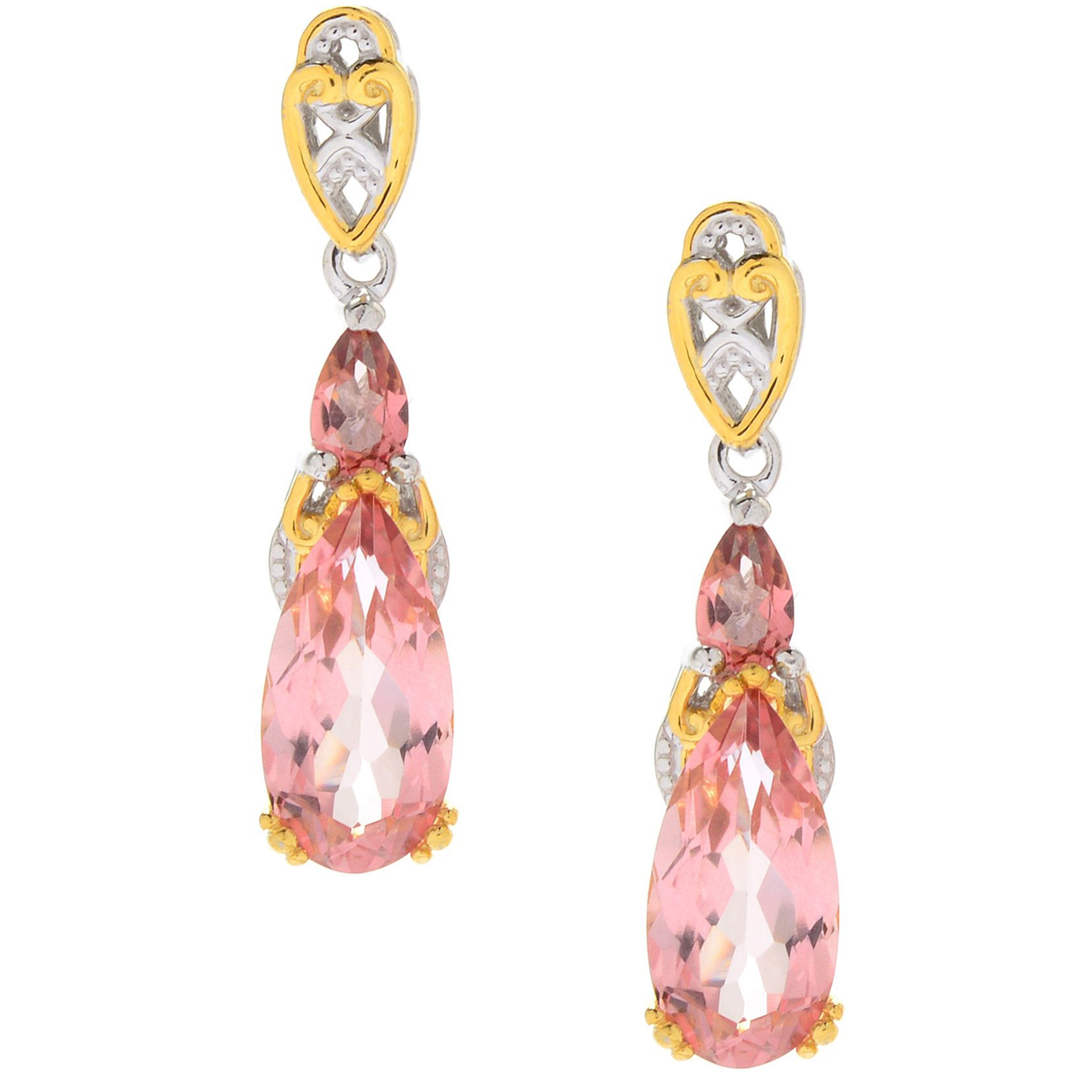 Gems en Vogue 5.20ctw Morganite Color Topaz Drop Earrings