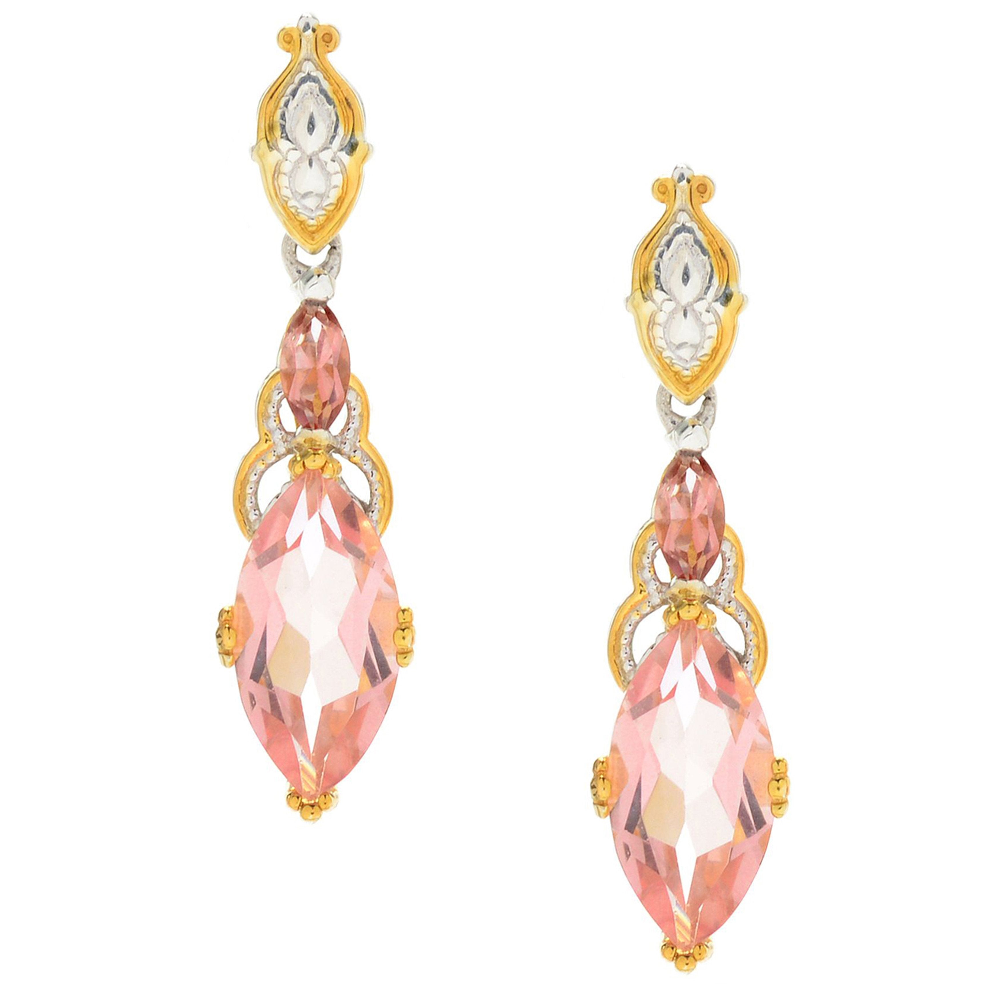 Gems en Vogue 5.20ctw Morganite Color Topaz Drop Earrings