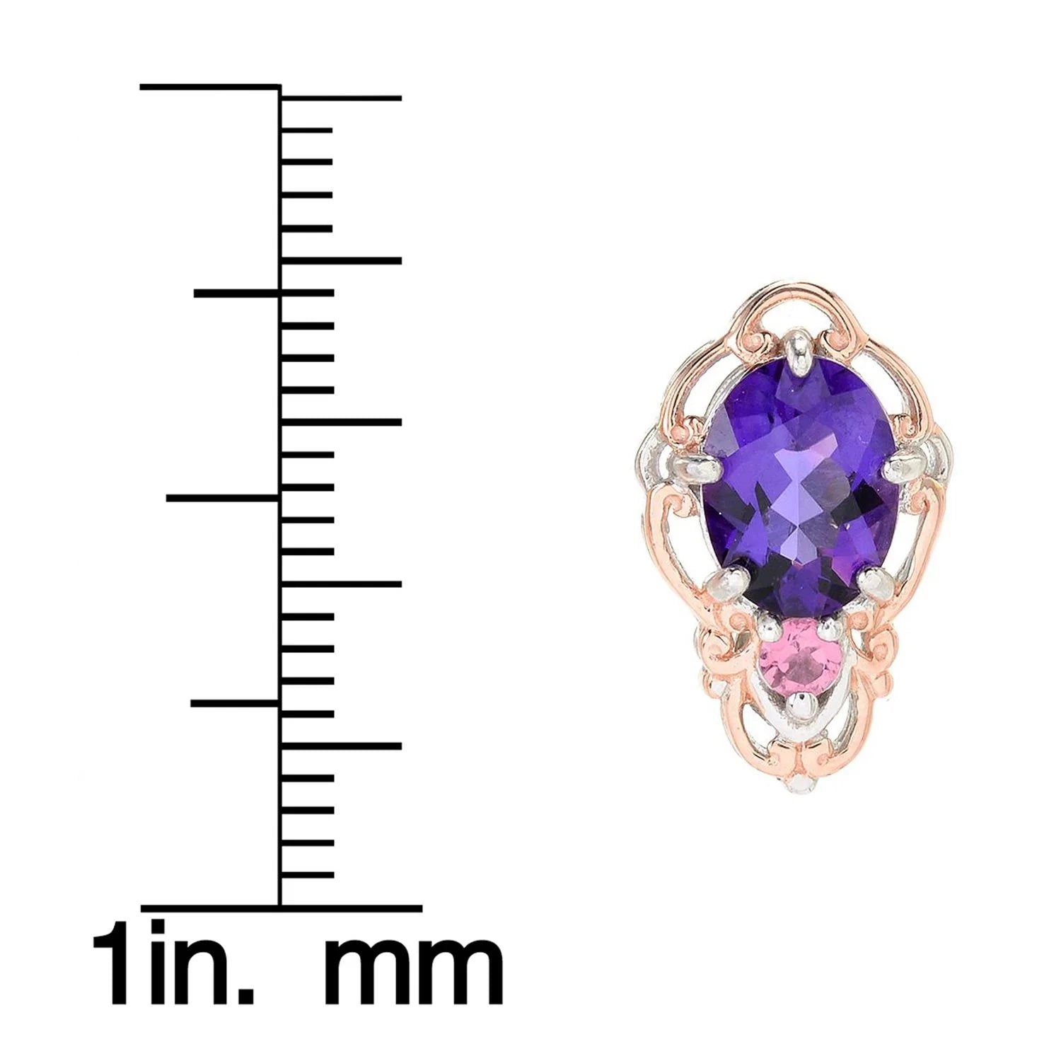 Gems en Vogue 2.20ctw Ametista do Sul Amethyst & Pink Tourmaline Stud Earrings