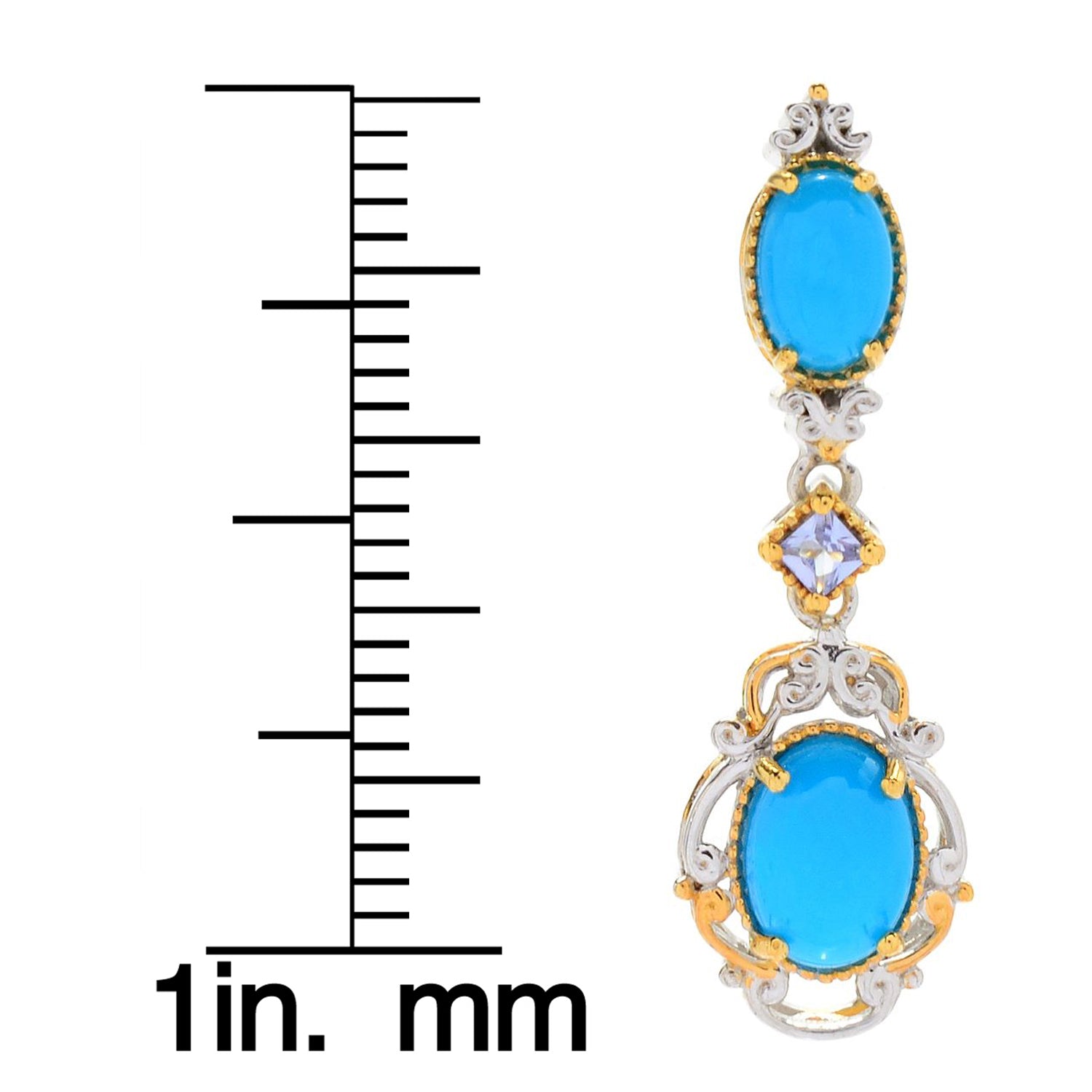 Gems en Vogue Sleeping Beauty Turquoise & Tanzanite Drop Earrings