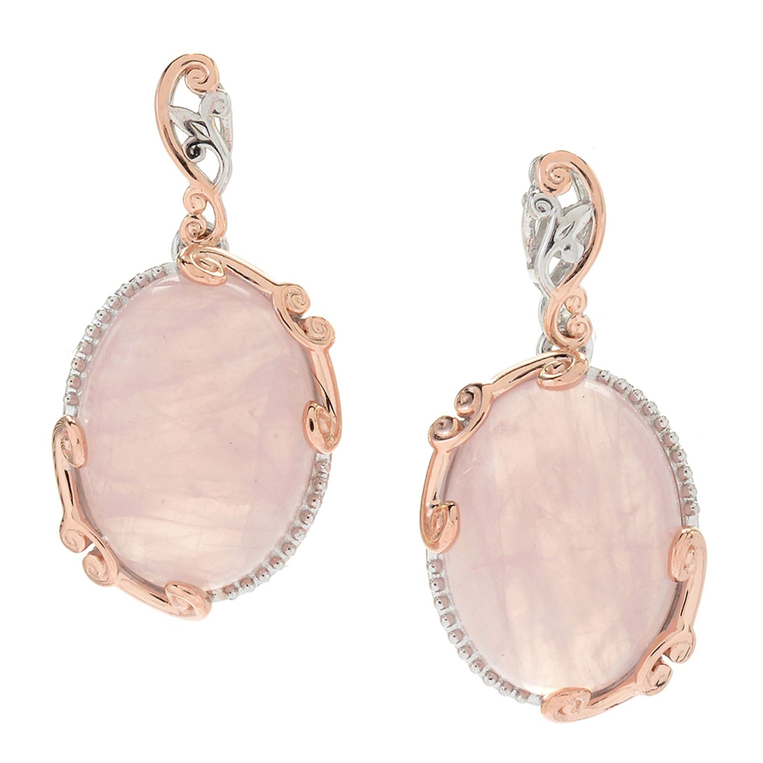 Gems en Vogue Rose Quartz Drop Earrings