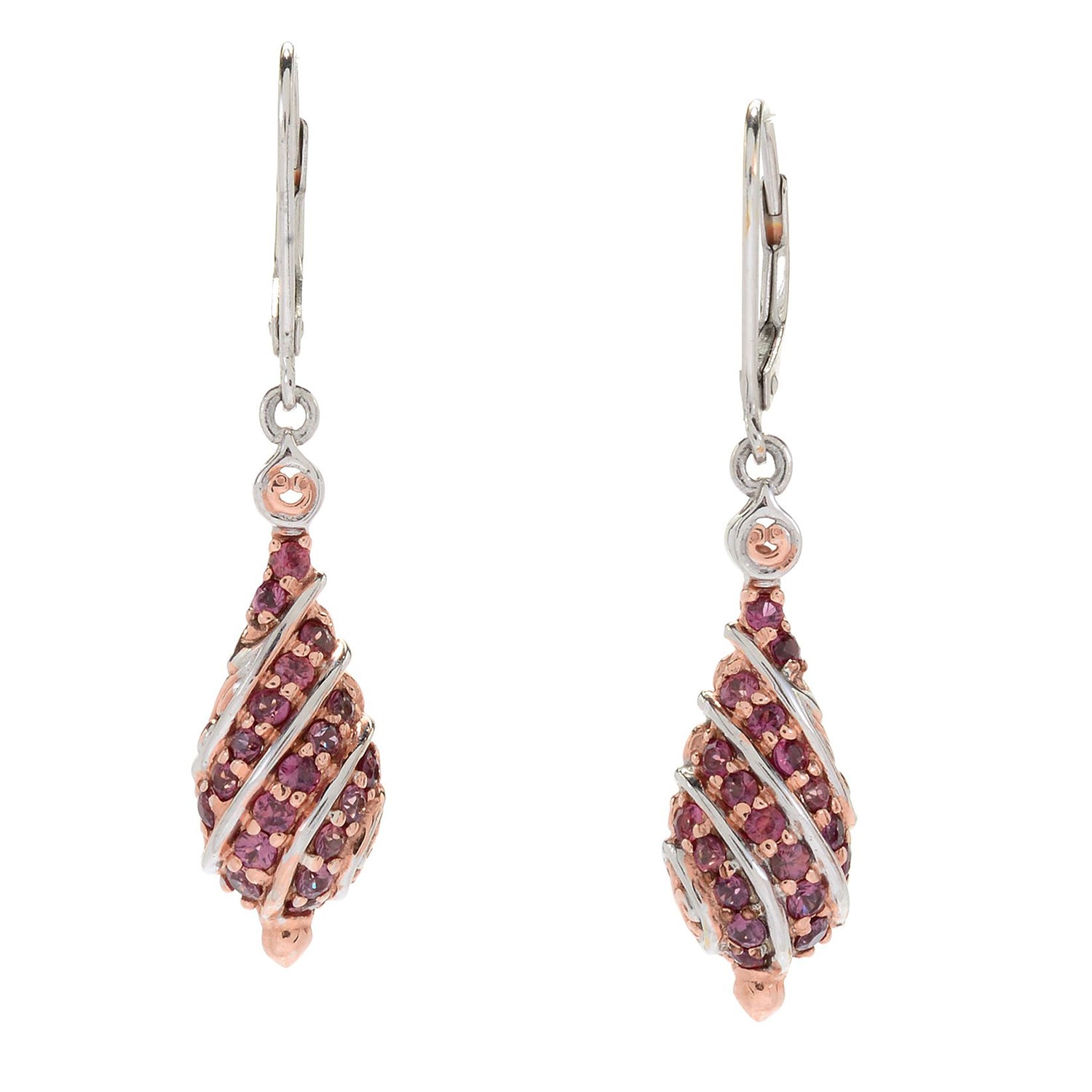 Gems en Vogue 1.26ctw Thai Plum Sapphire Drop Earrings