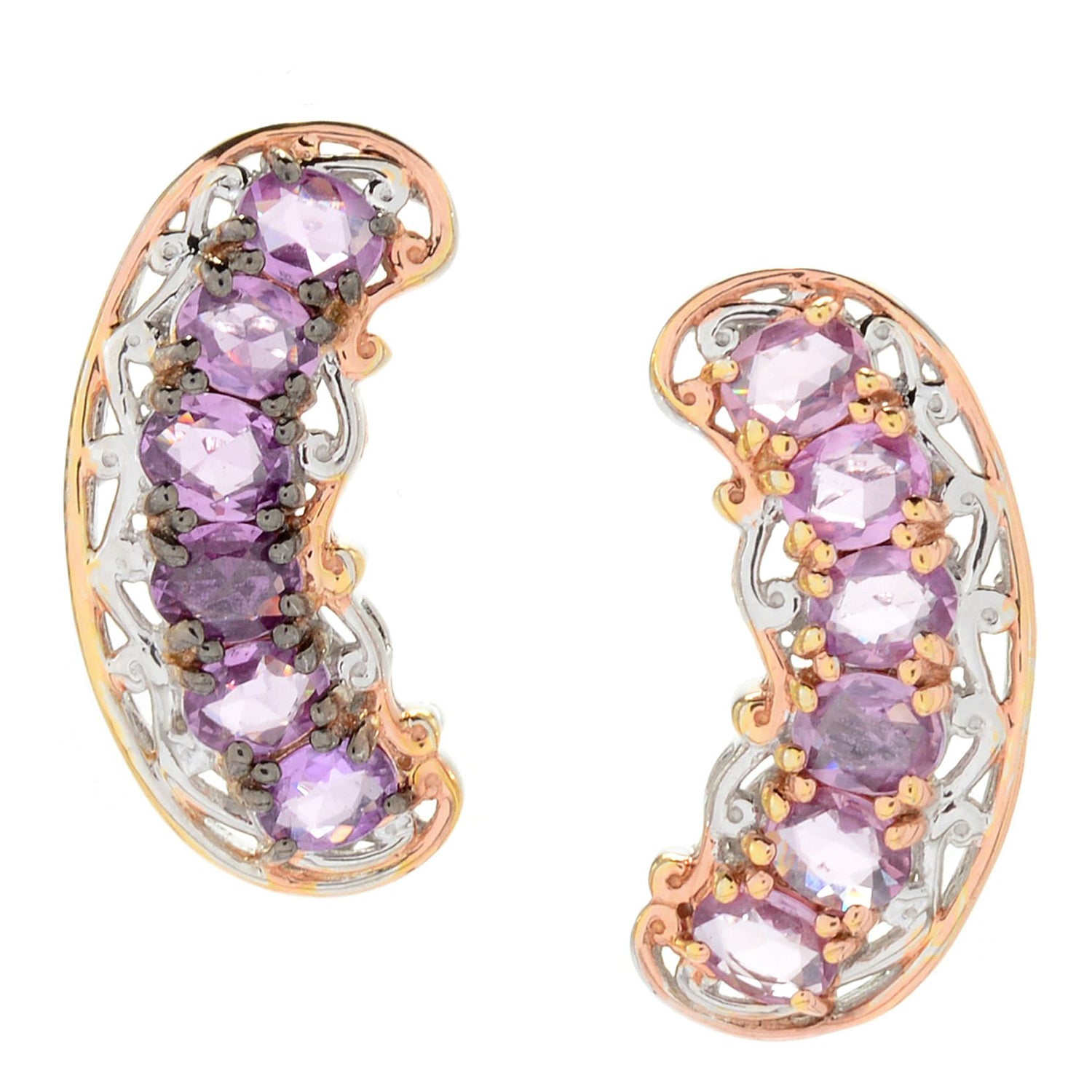 Gems en Vogue 3.29ctw Choice of Color Pastel Sapphire Bypass Earrings