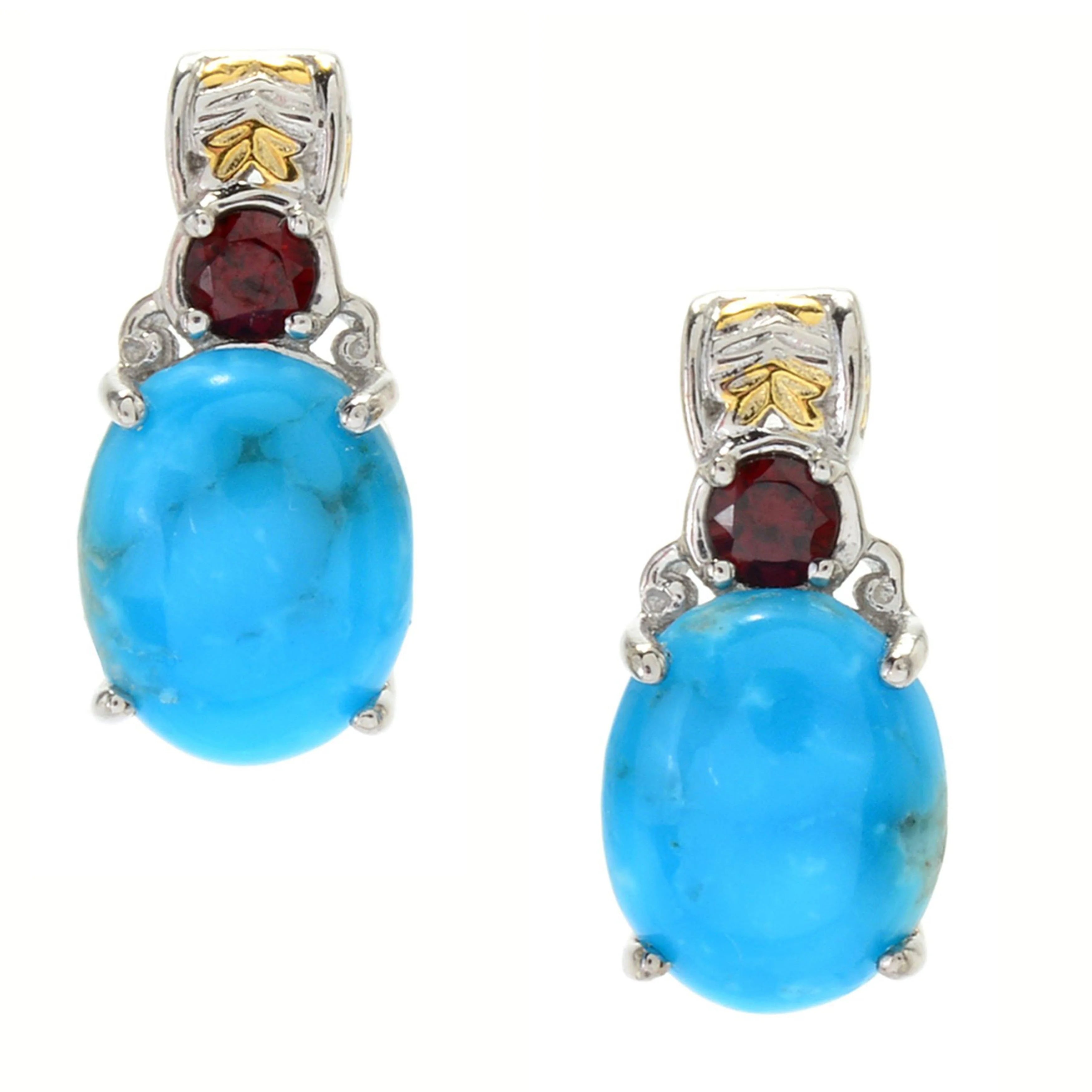 Gems en Vogue Kaolin Turquoise & Gemstone Stud Earrings