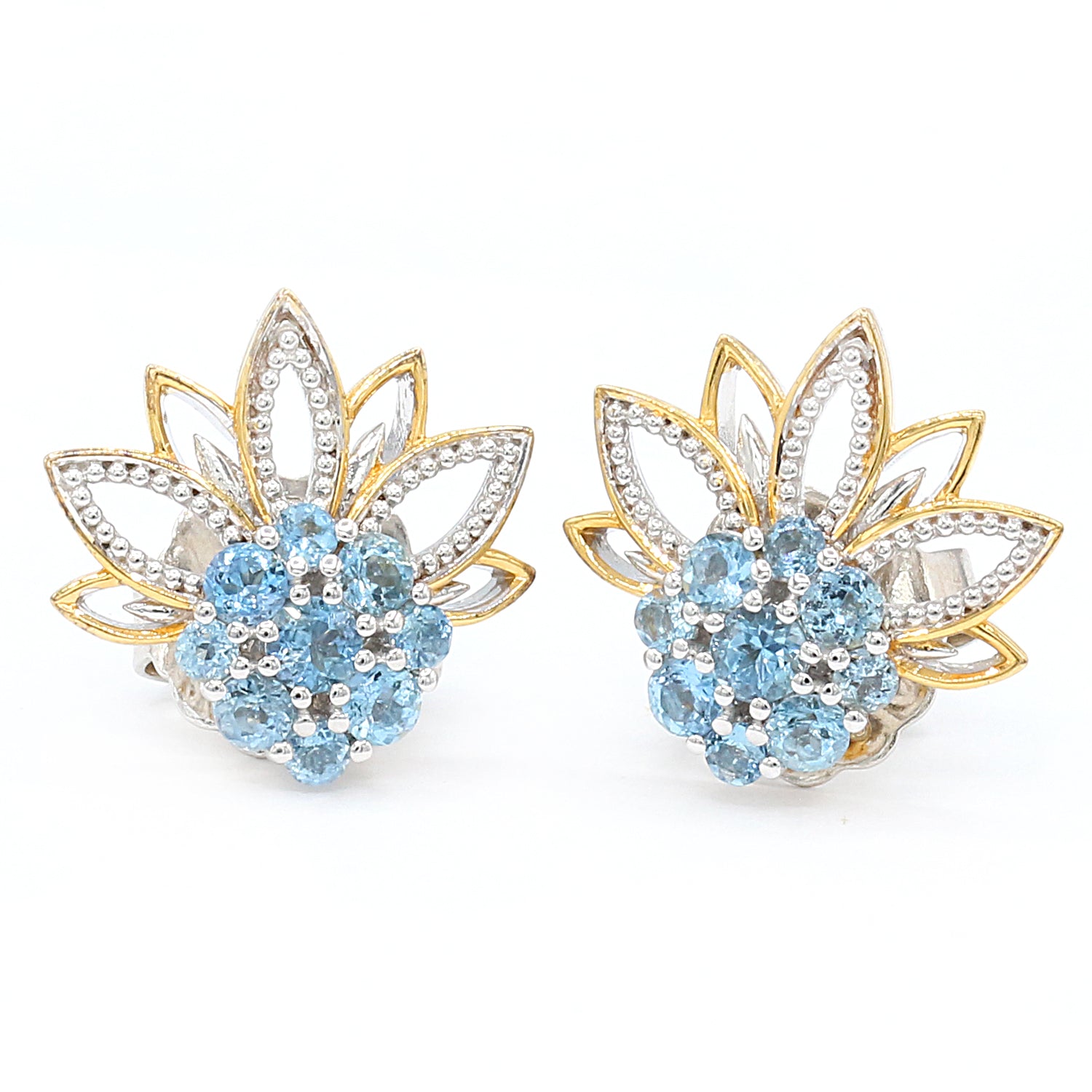 Gems en Vogue 1.01ctw Tanzanian Aquamarine Cluster Earrings
