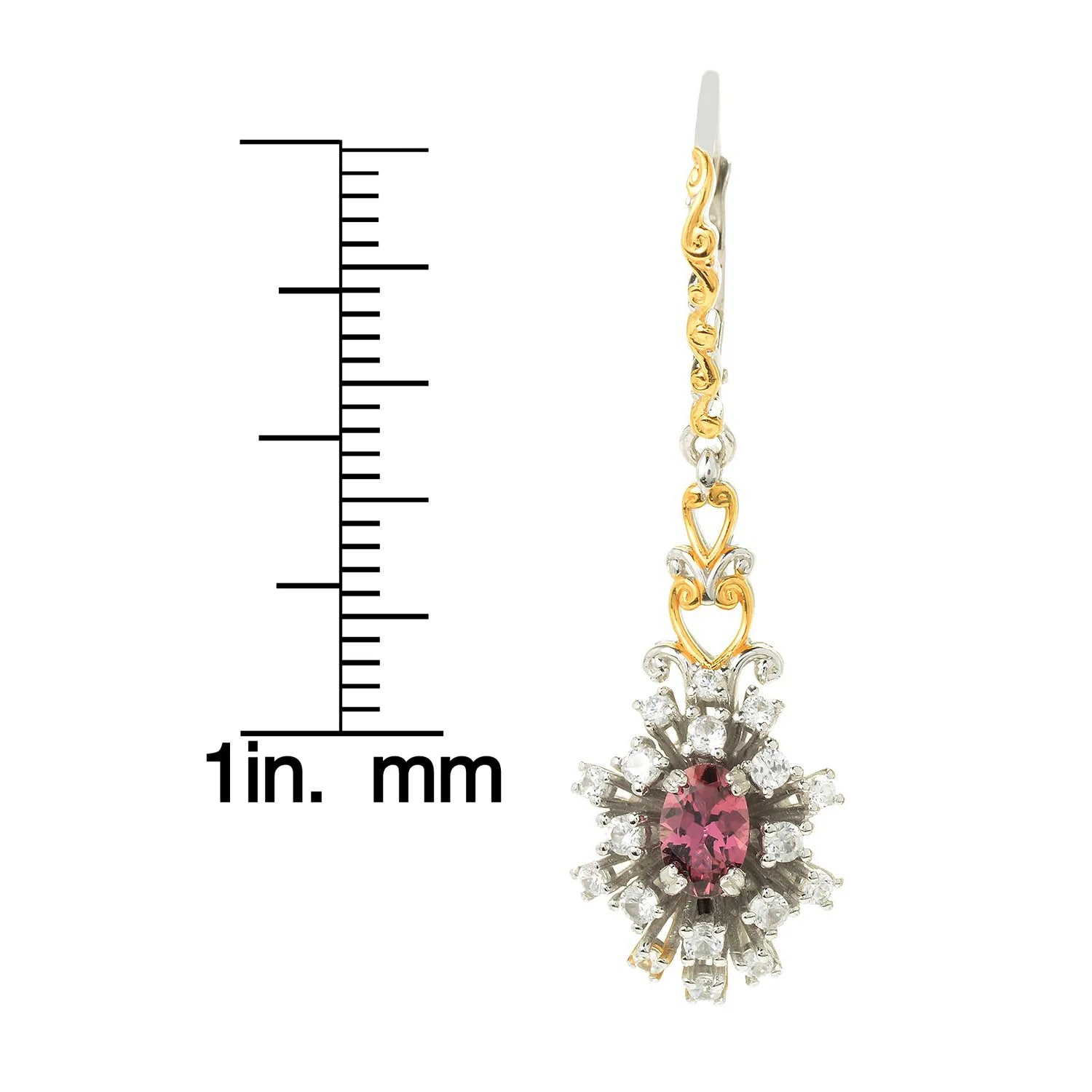 Gems en Vogue 1.86ctw Pink Tourmaline & White Zircon Drop Earrings