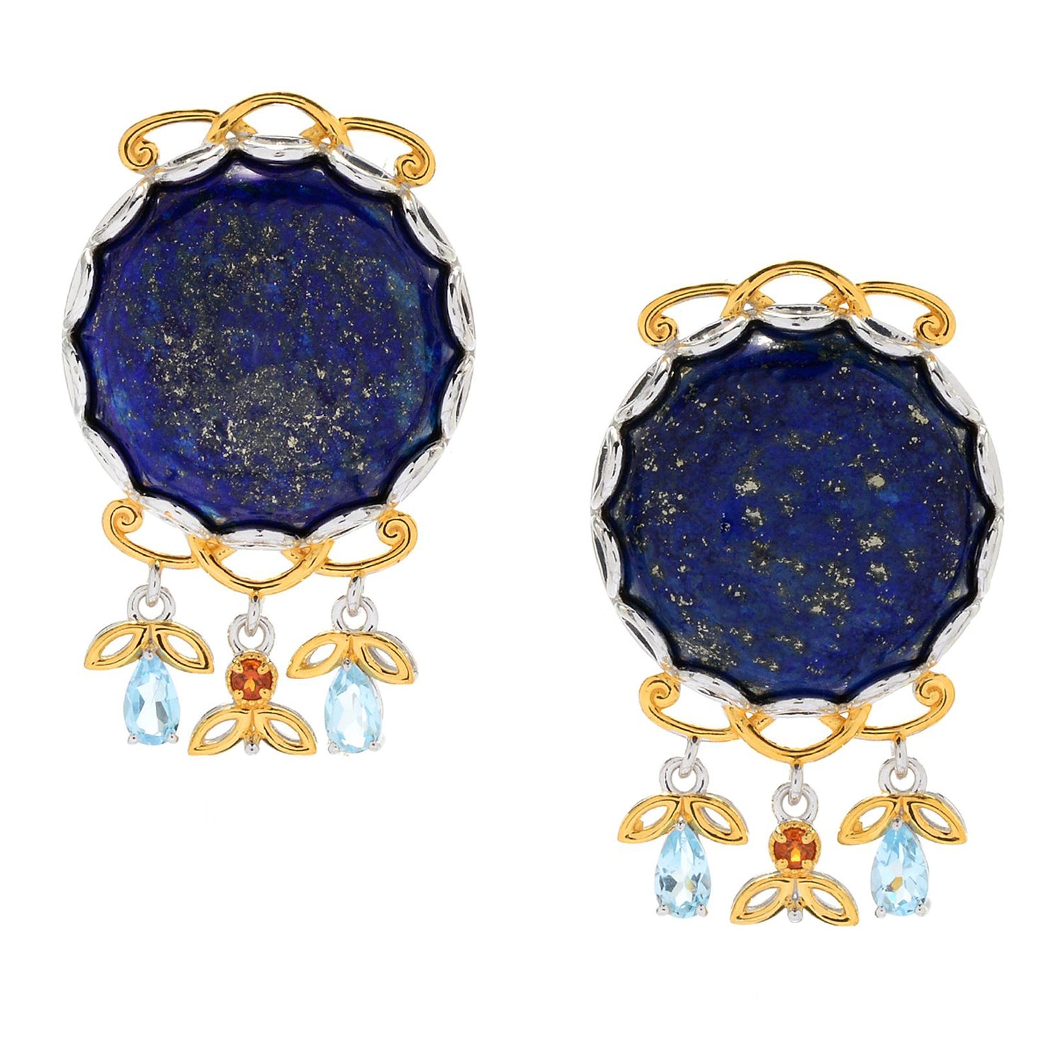 Gems en Vogue Lapis, Blue Topaz & Madeira Citrine Earrings