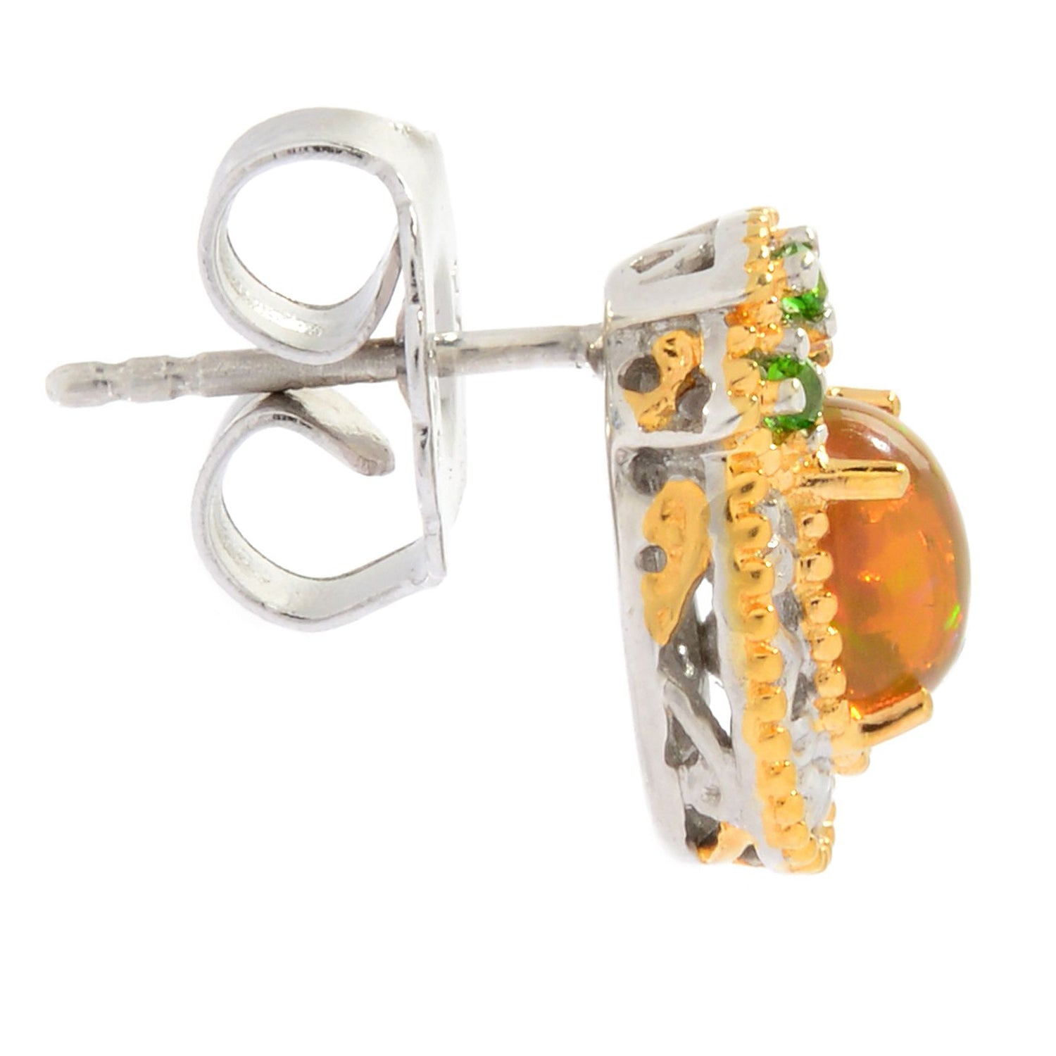 Gems en Vogue Chocolate Opal & Chrome Diopside Stud Earrings